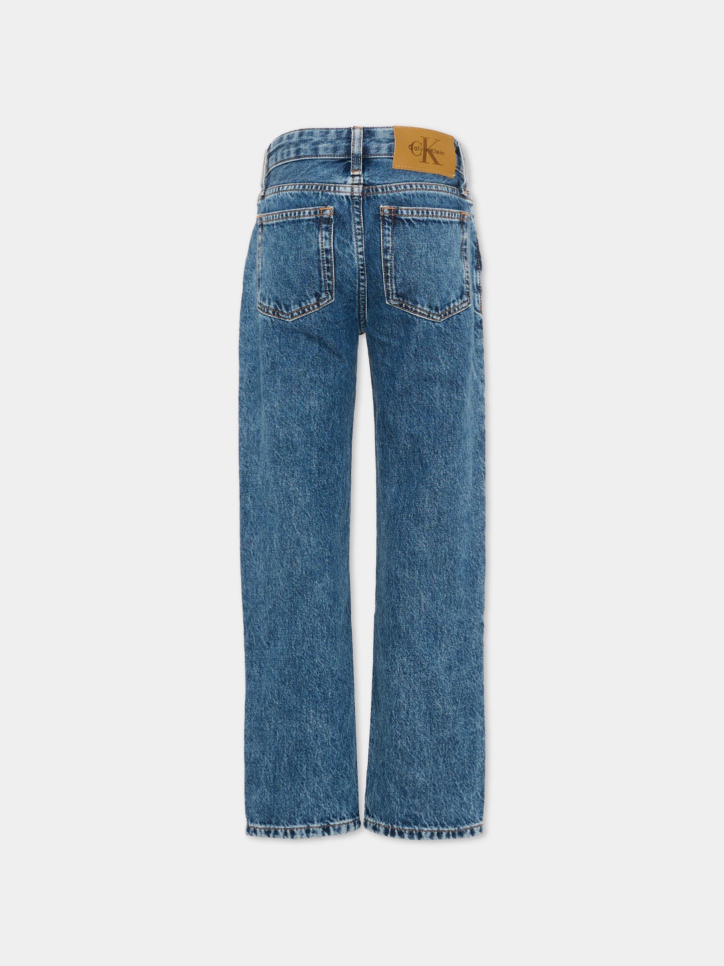 Jeans denim per bambino con patch logo,Calvin Klein Kids,LV1CKTJC18 1BJ