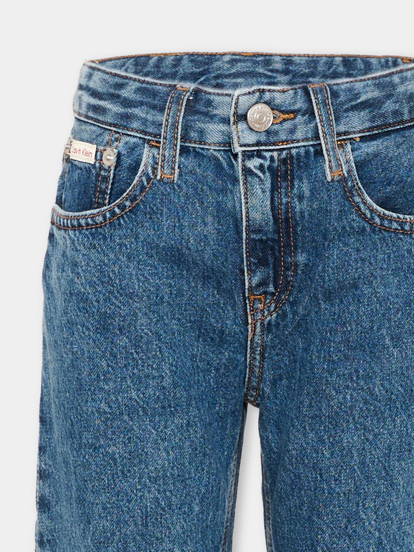 Jeans denim per bambino con patch logo,Calvin Klein Kids,LV1CKTJC18 1BJ