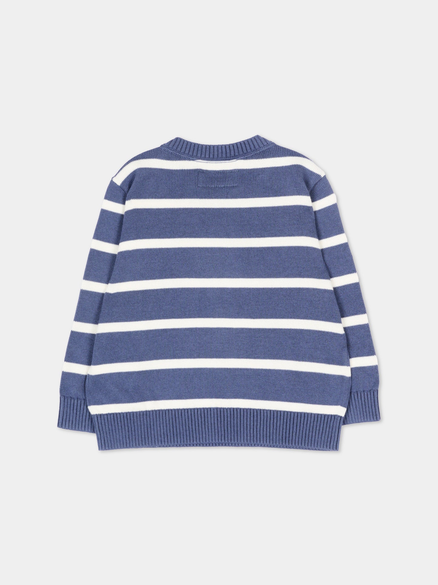 Maglione azzurro a righe per neonati con logo,Calvin Klein Kids,LV1CKTJF10 CHX