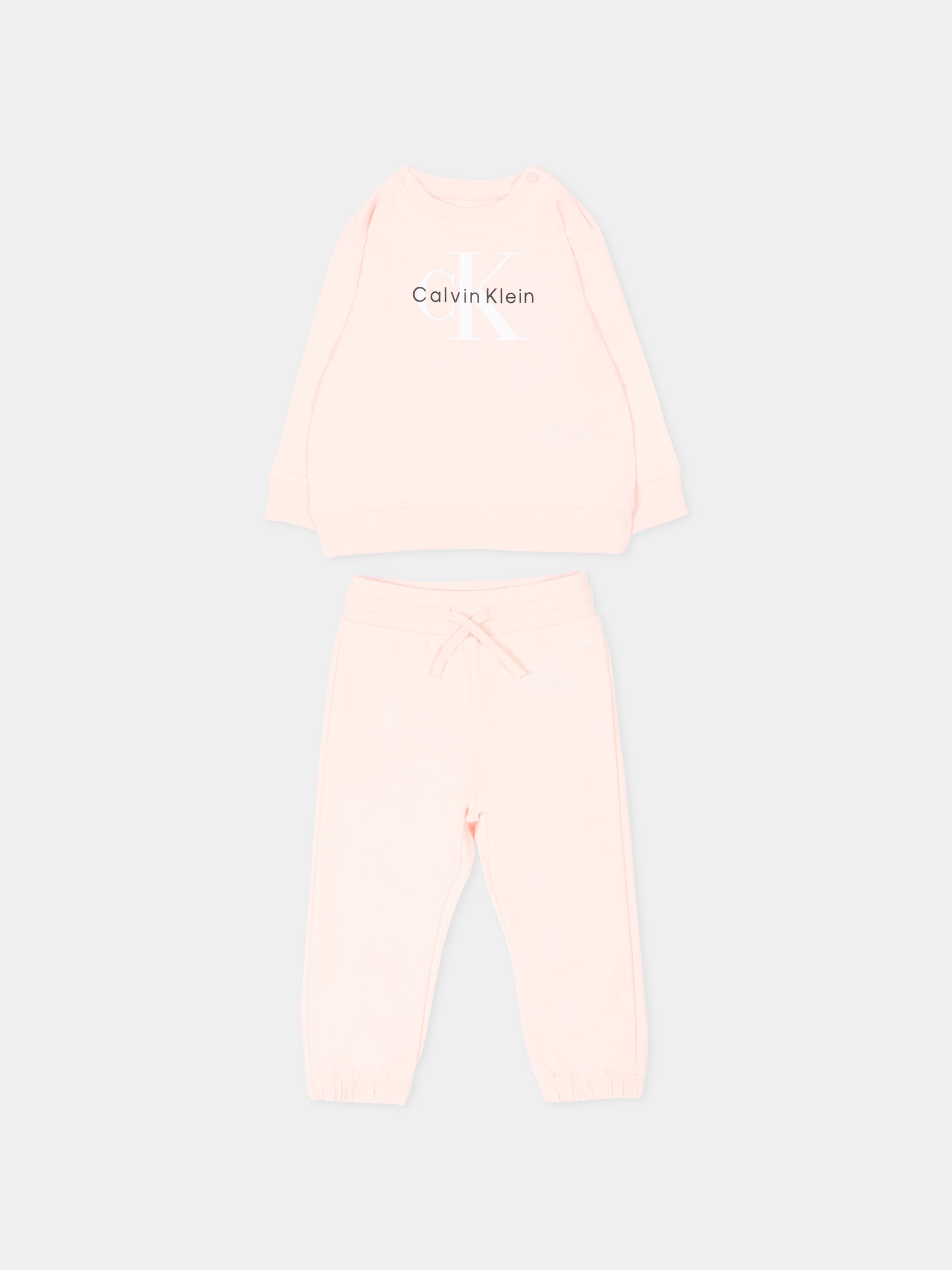 Completo sportivo rosa per neonata con logo,Calvin Klein Kids,LV1CKTJI13 T0R