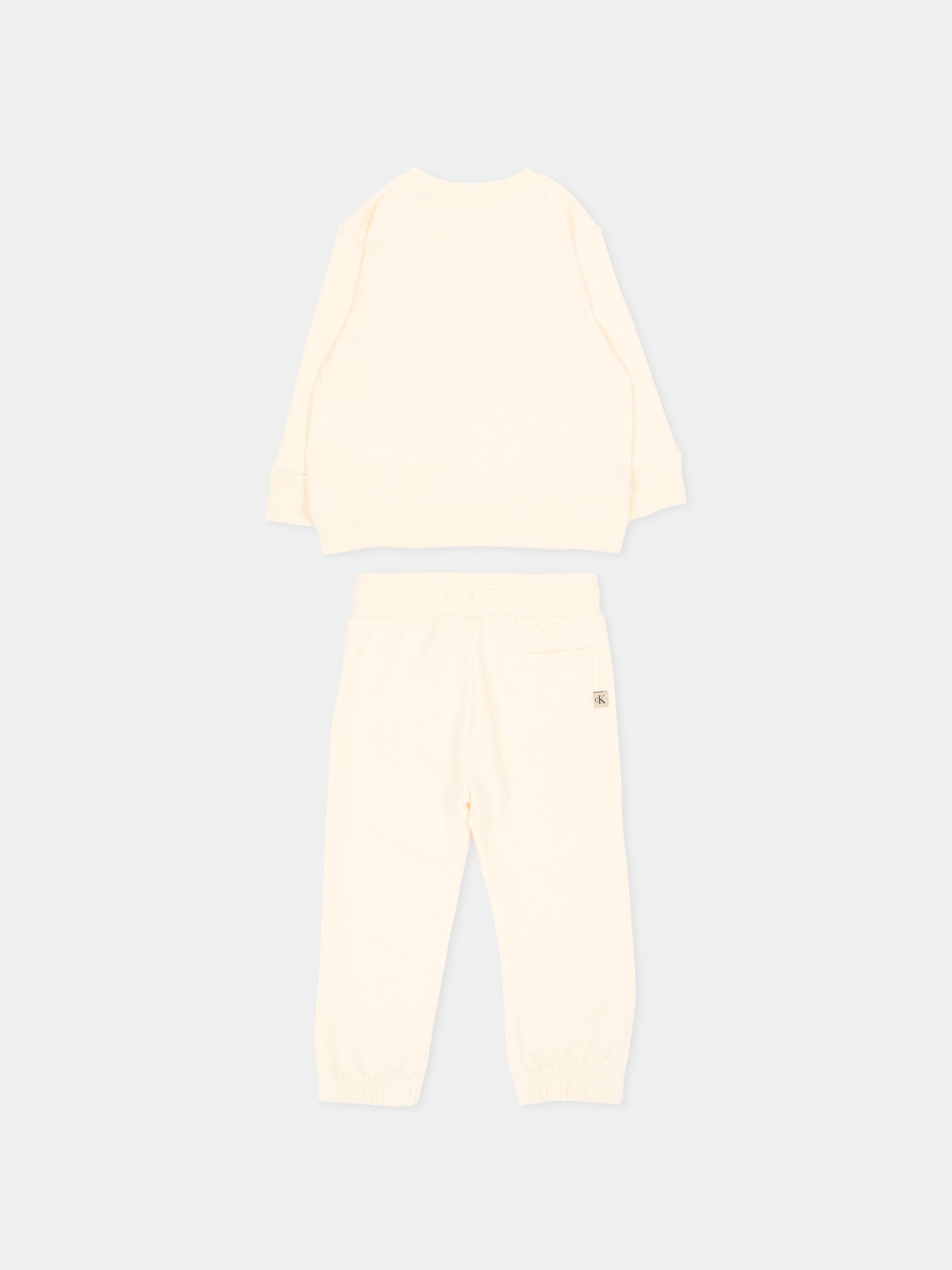 Completo sportivo avorio per neonati con logo,Calvin Klein Kids,LV1CKTJI13 YAS