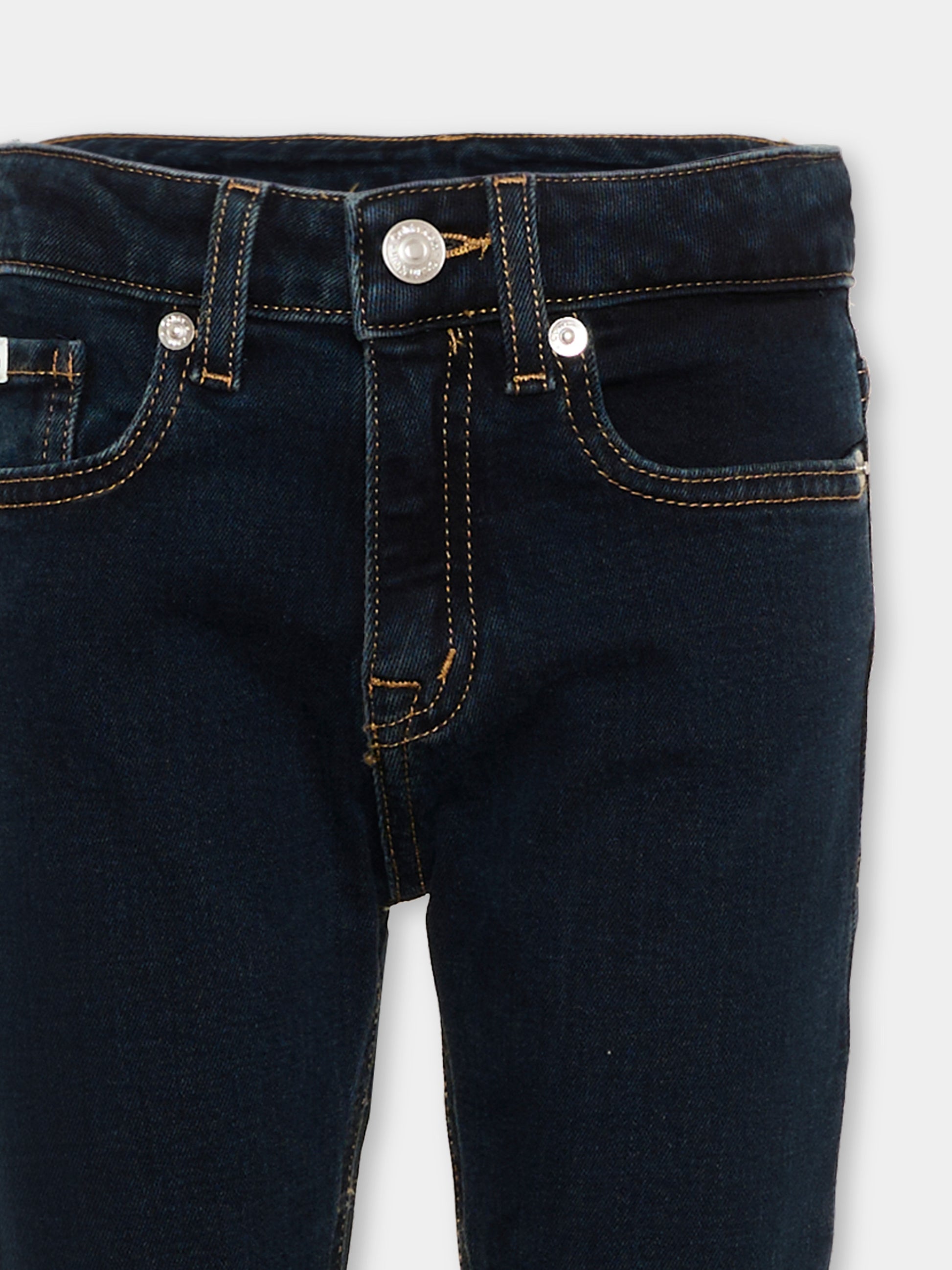 Jeans nero per bambina con patch logo,Calvin Klein Kids,LVCKSJC03G 1BK