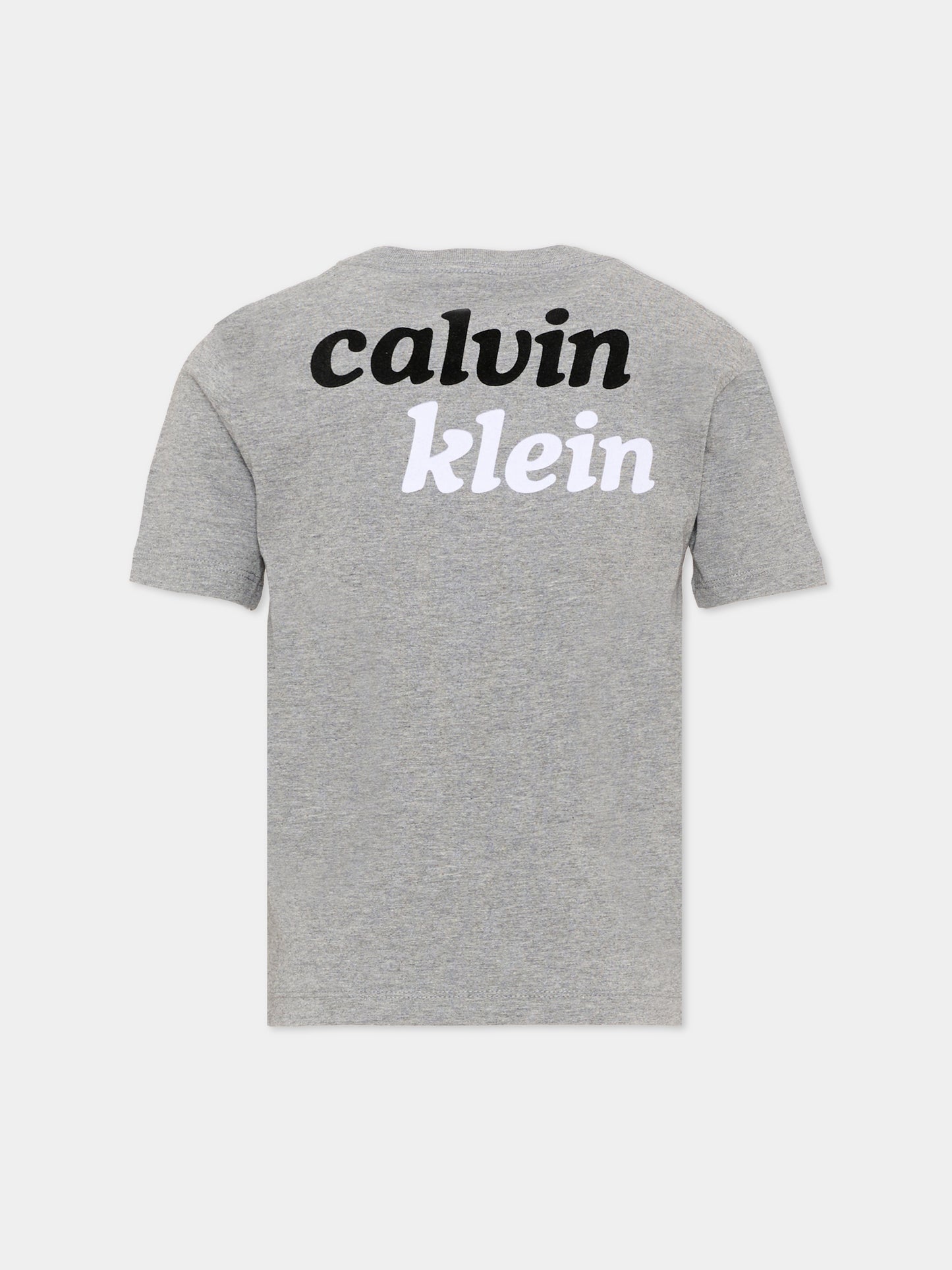 T-Shirt grigia per bambino con logo,Calvin Klein Kids,LVCKTJA39B P7D