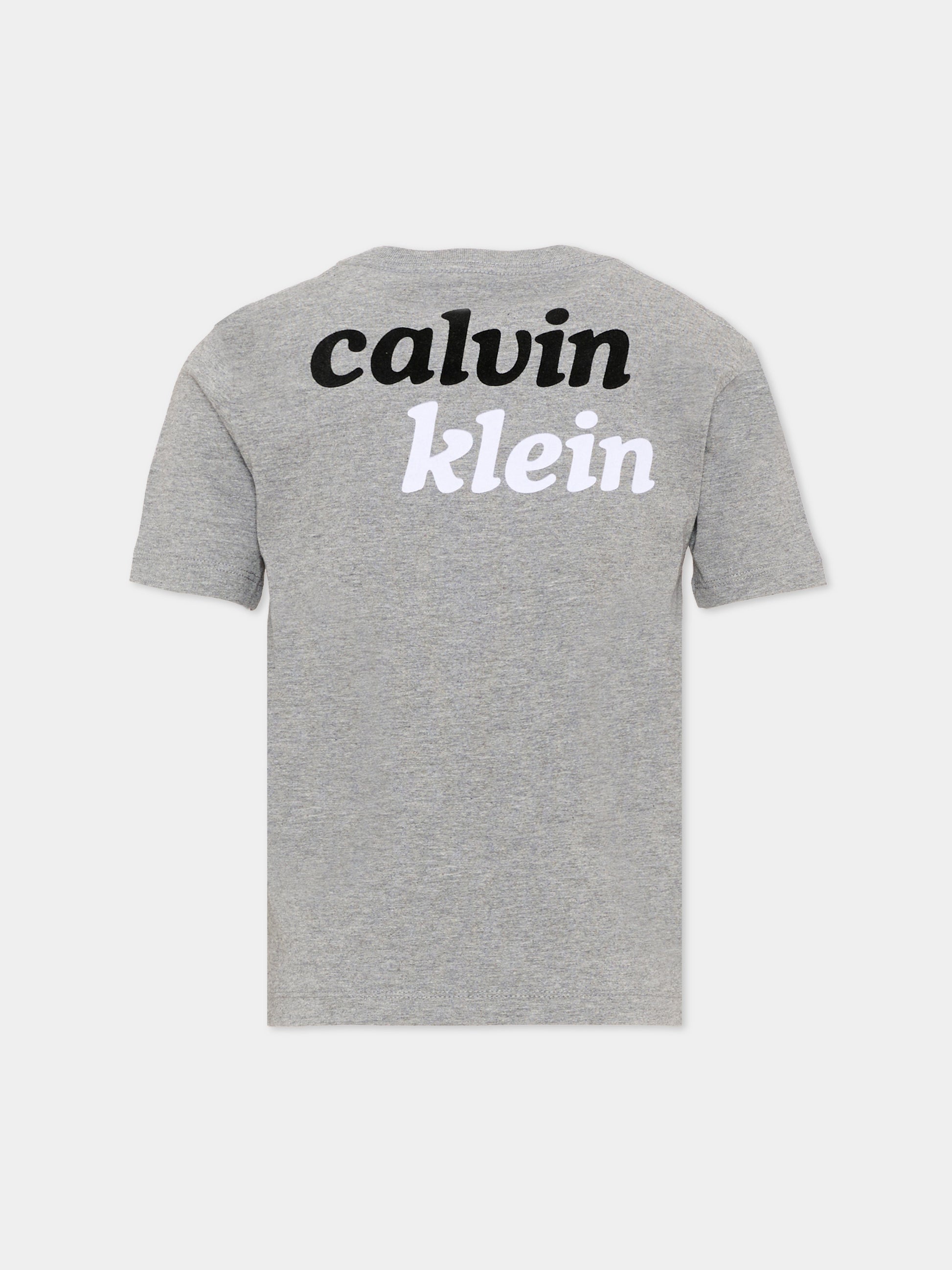 T-Shirt grigia per bambino con logo,Calvin Klein Kids,LVCKTJA39B P7D