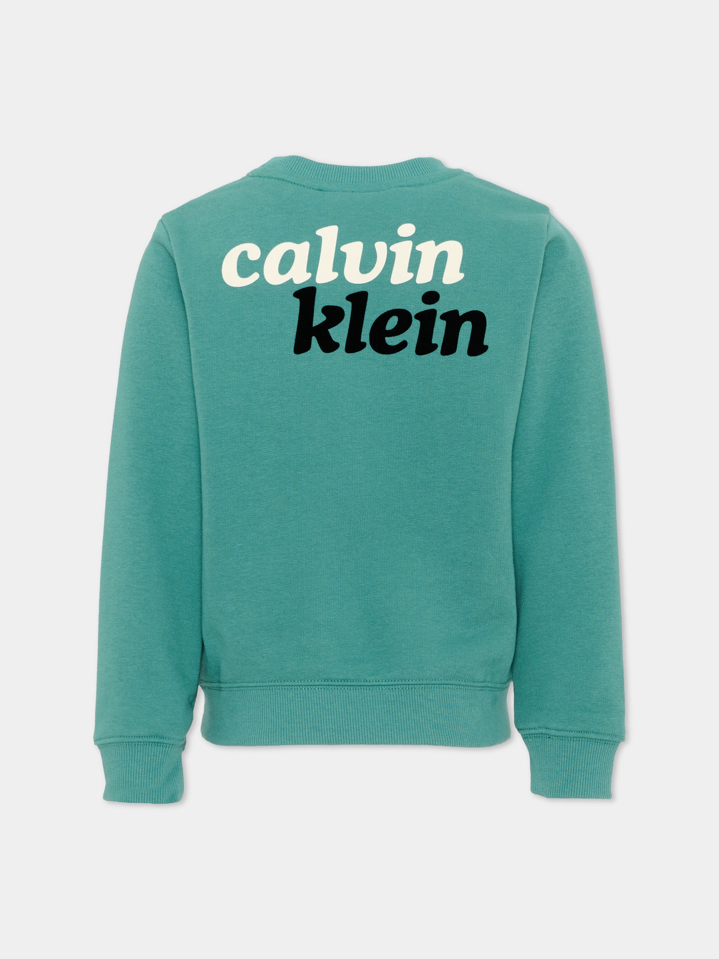 Felpa verde per bambino con logo,Calvin Klein Kids,LVCKTJB42B LIT