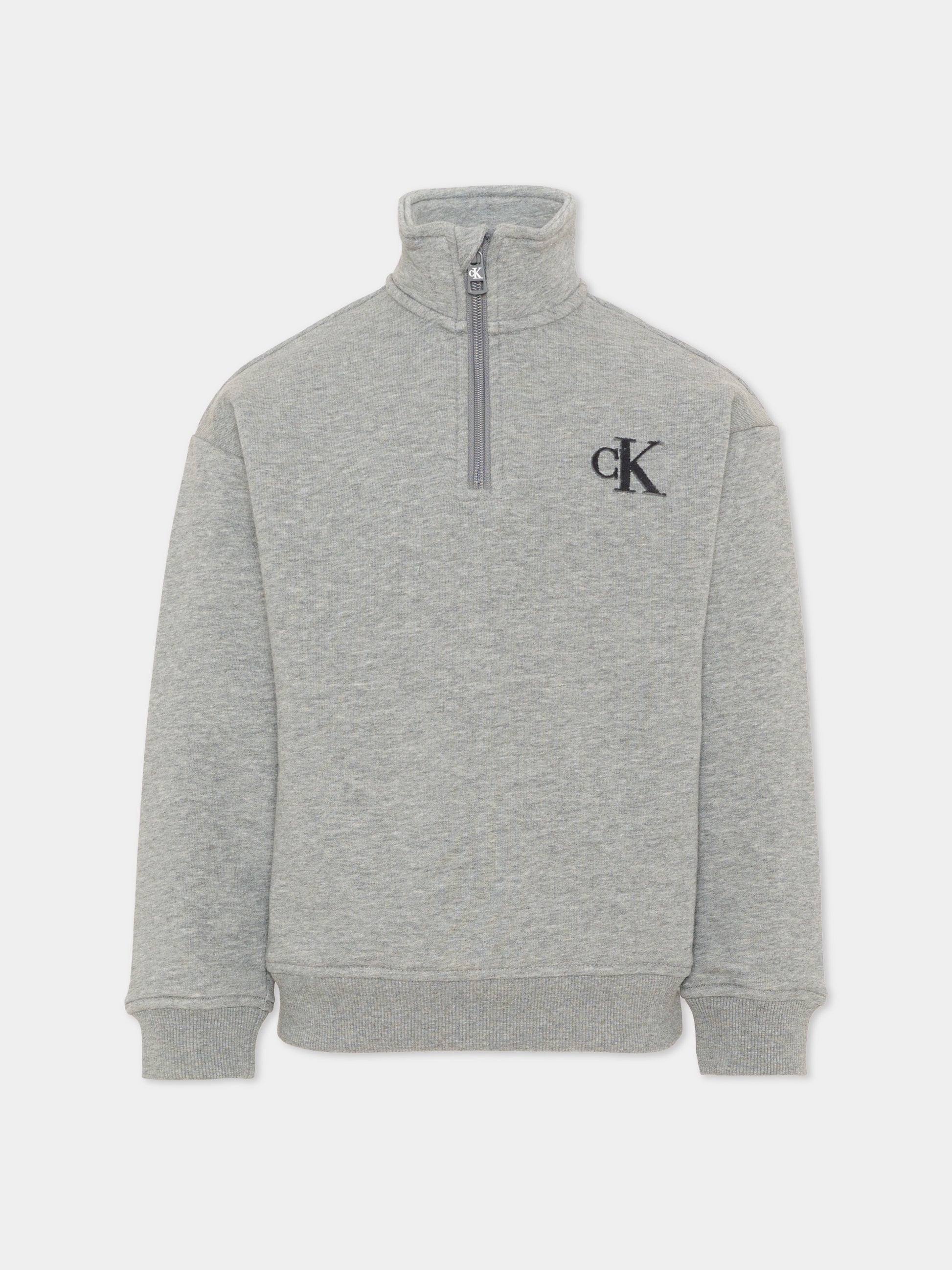 Felpa grigia per bambino con logo,Calvin Klein Kids,LVCKTJB47B P7D