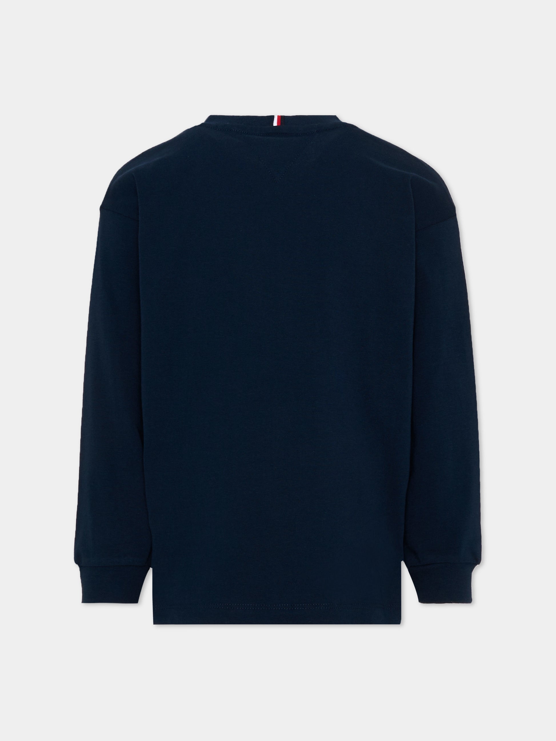 T-shirt blu per bambino con logo,Tommy Hilfiger Junior,KB0KB09846 C1G
