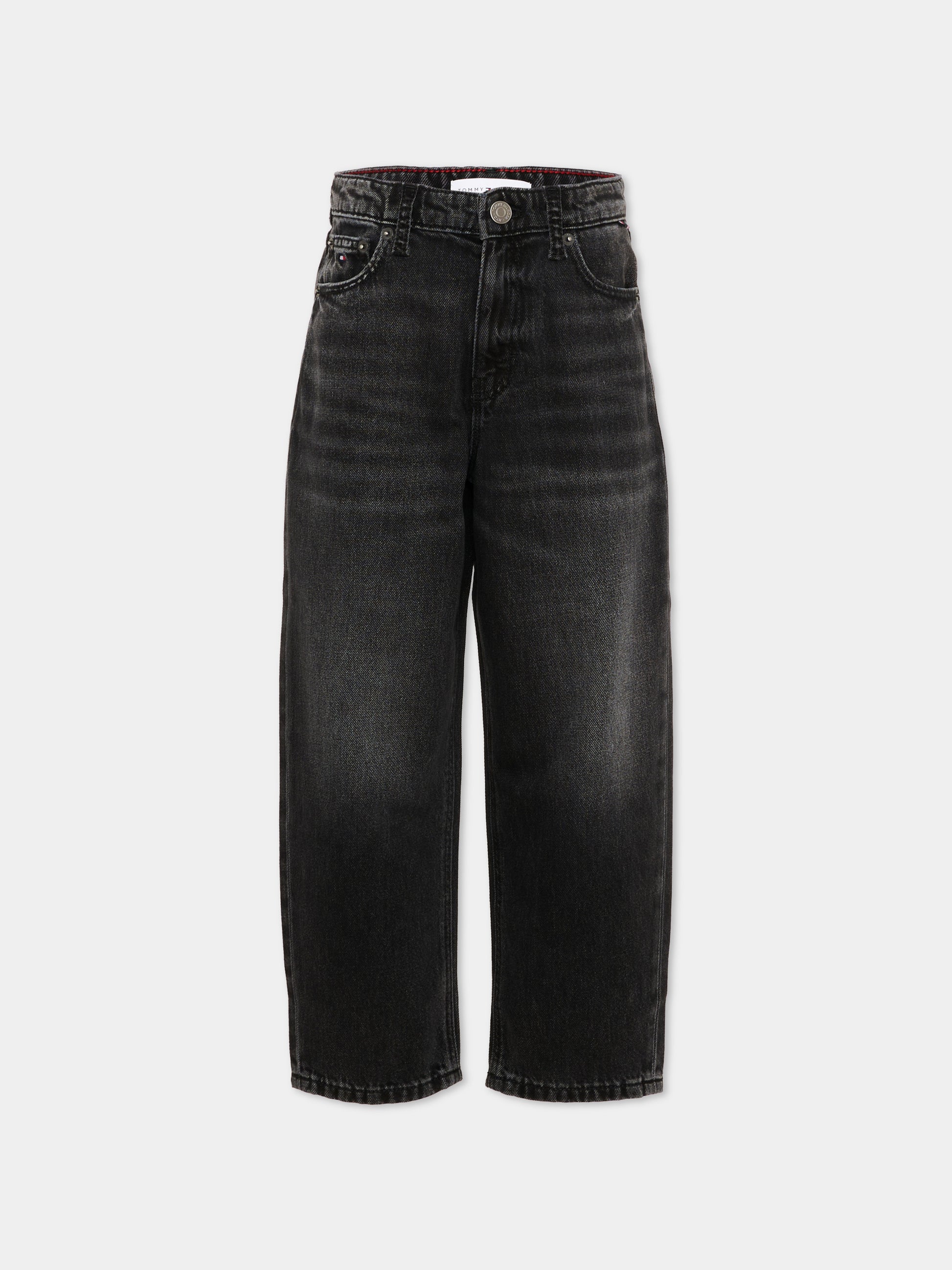 Jeans nero per bambino con patch logo,Tommy Hilfiger Junior,KB0KB10461 1BZ