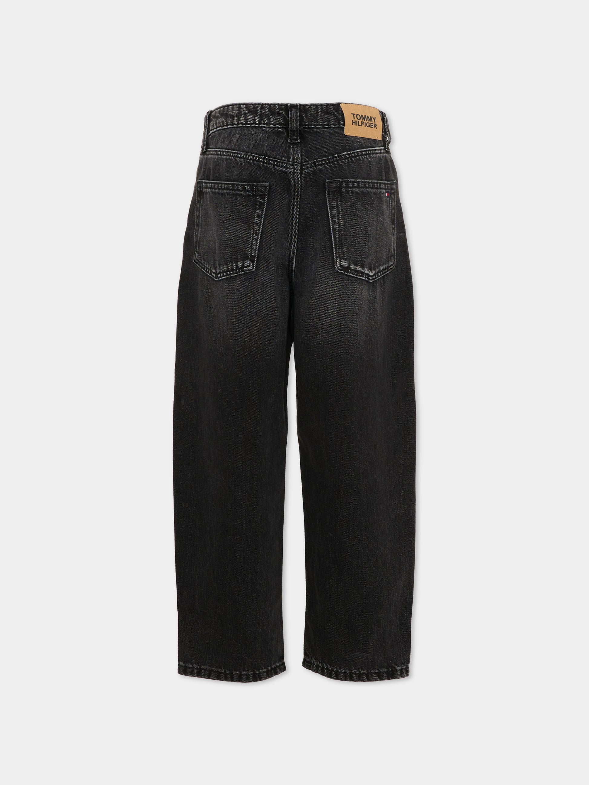 Jeans nero per bambino con patch logo,Tommy Hilfiger Junior,KB0KB10461 1BZ