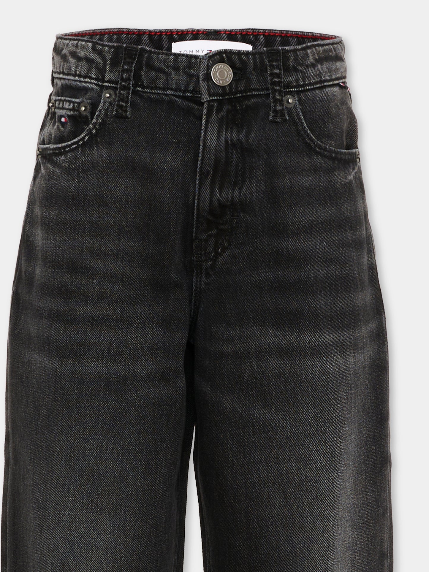 Jeans nero per bambino con patch logo,Tommy Hilfiger Junior,KB0KB10461 1BZ