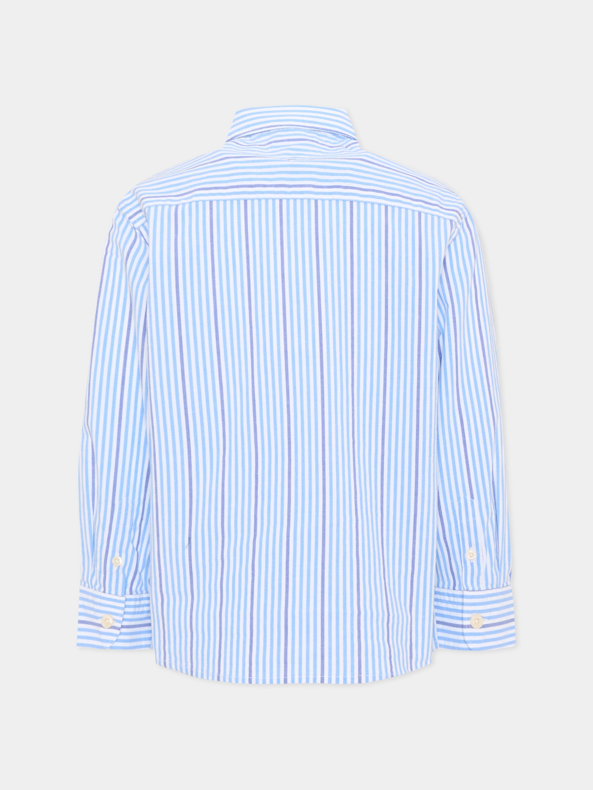 Camicia a manica lunga celeste per bambino a righe,Tommy Hilfiger Junior,KB0KB10566 C39