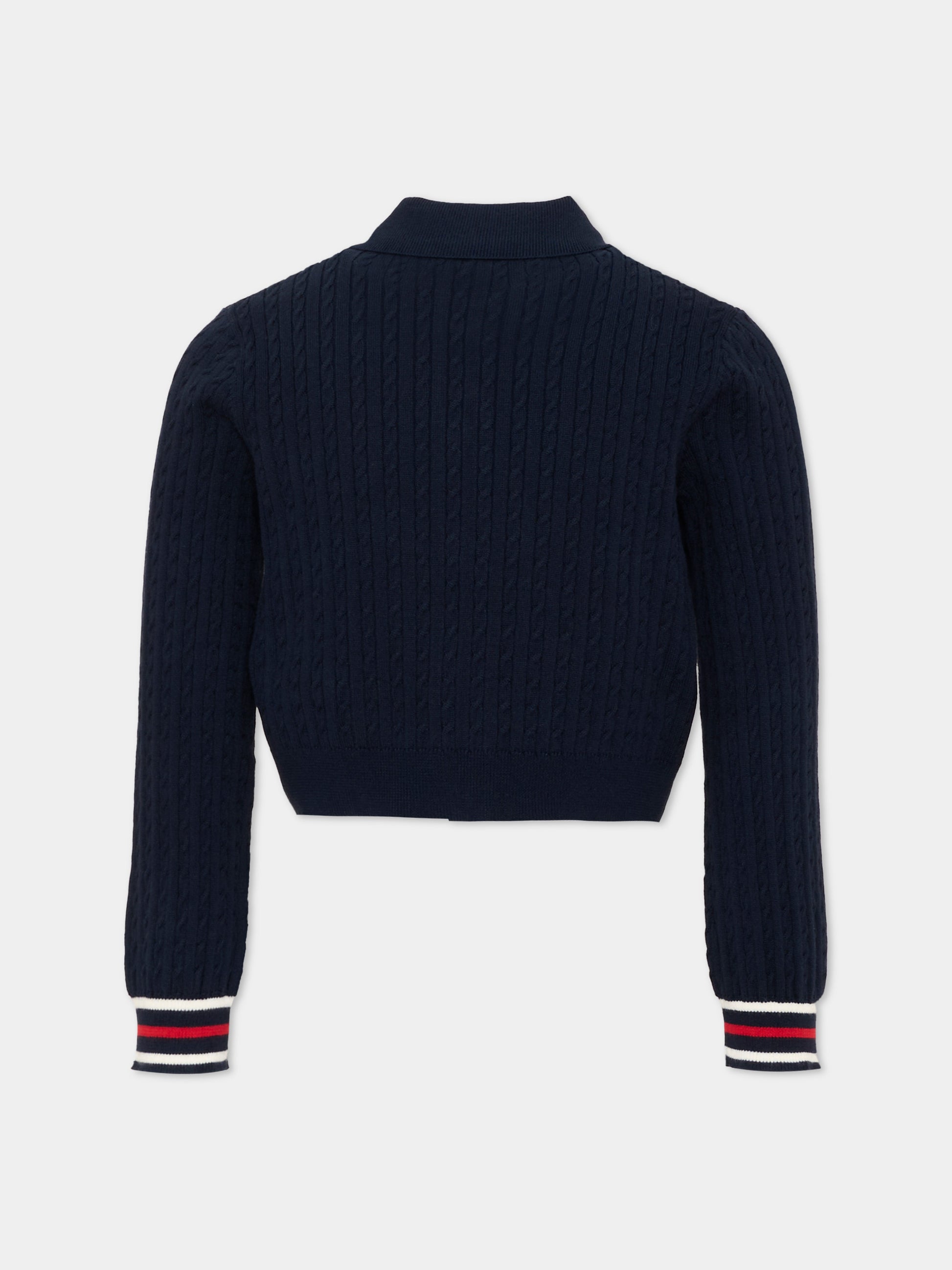 Cardigan blu per bambina righe tricolore,Tommy Hilfiger Junior,KG0KG09429 C1G