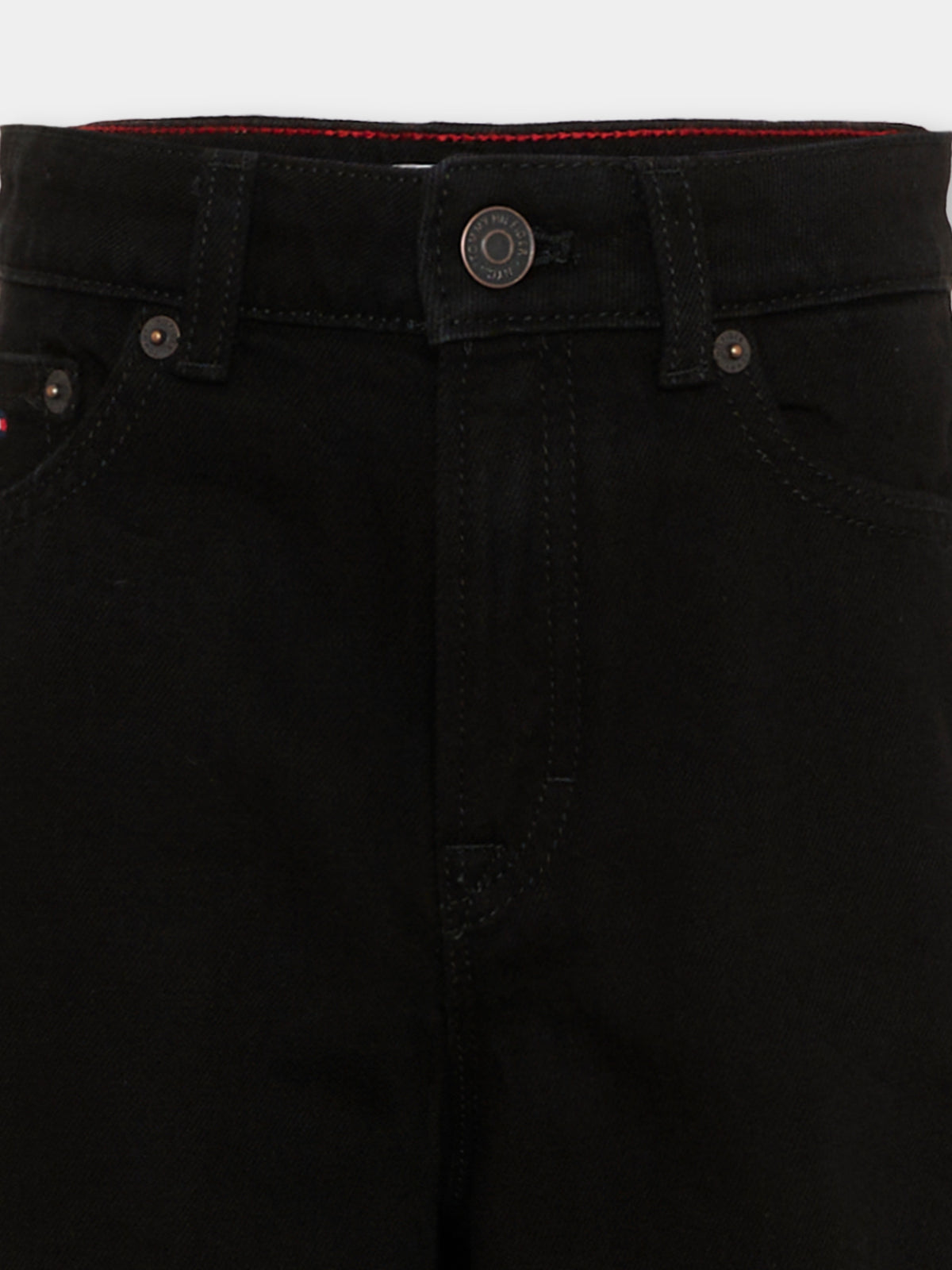 Jeans nero per bambina con patch logo,Tommy Hilfiger Junior,KG0KG09472 1BY
