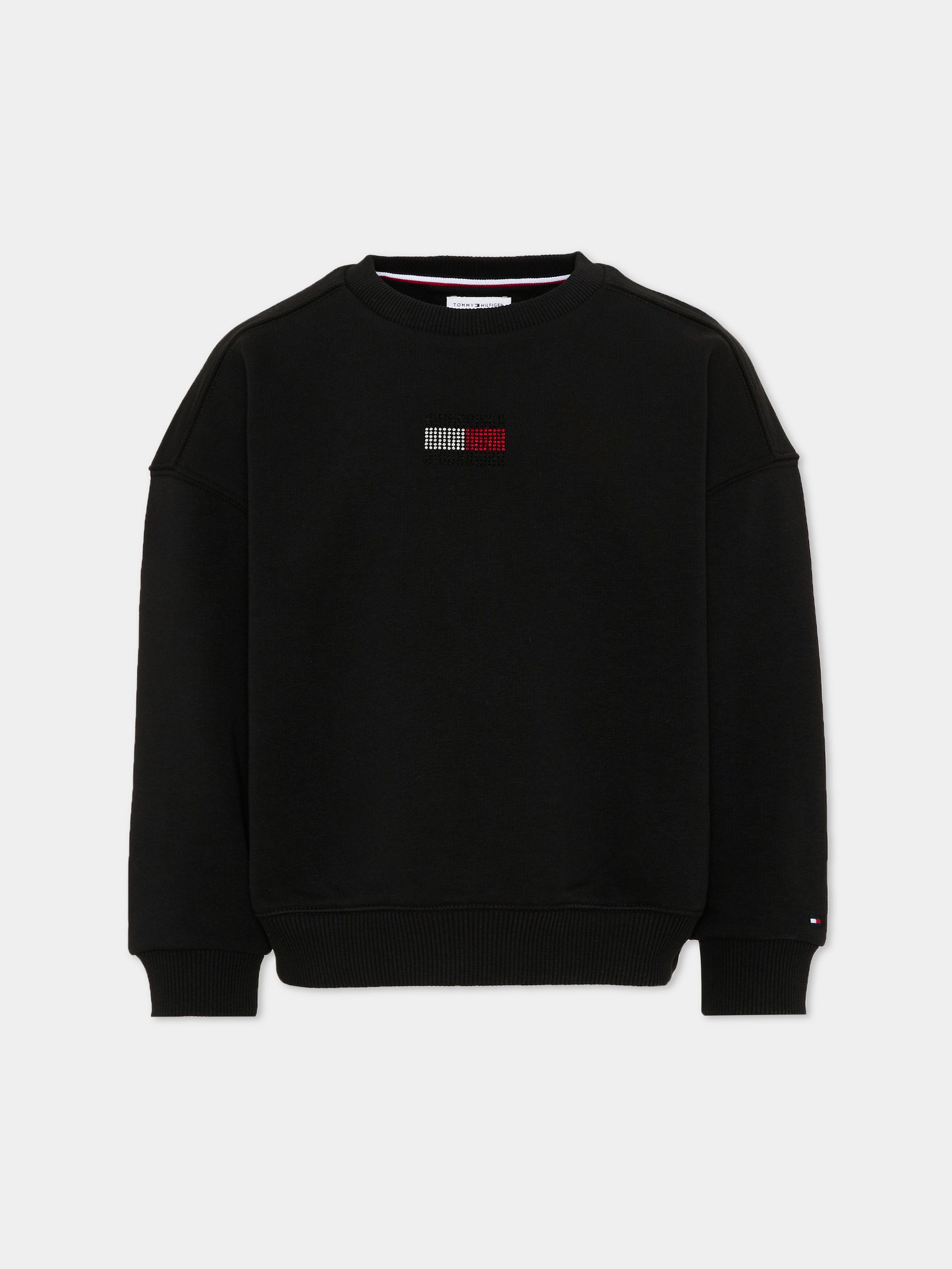 Felpa nera per bambina con logo,Tommy Hilfiger Junior,KG0KG09490 BDS