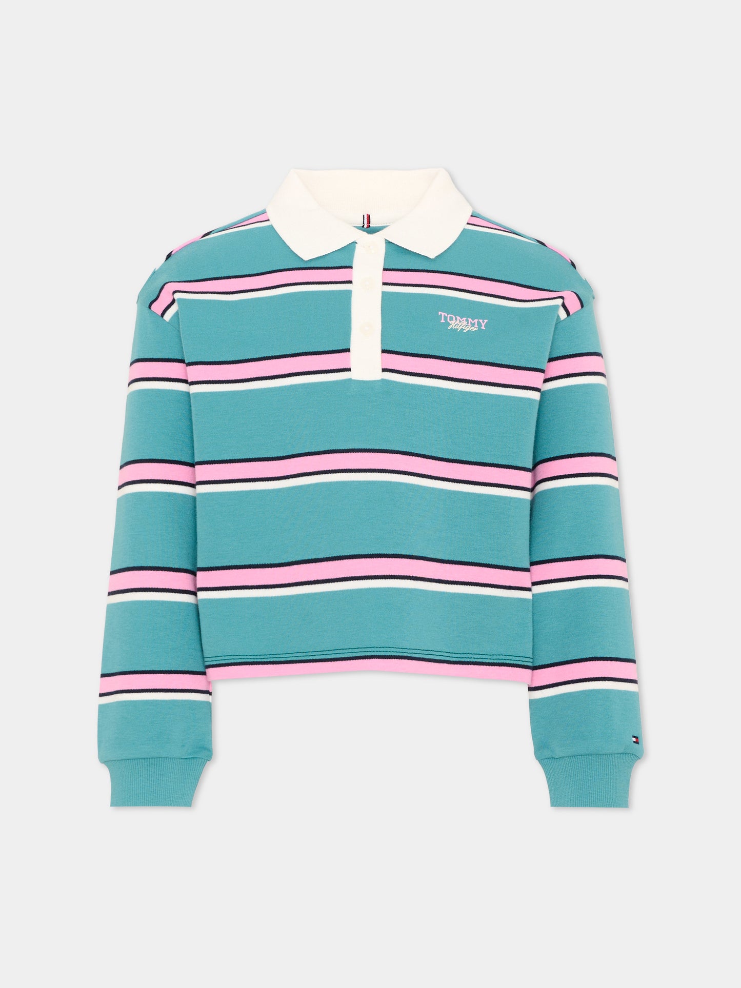Polo multicolor per bambina a righe con logo,Tommy Hilfiger Junior,KG0KG09538 CT3