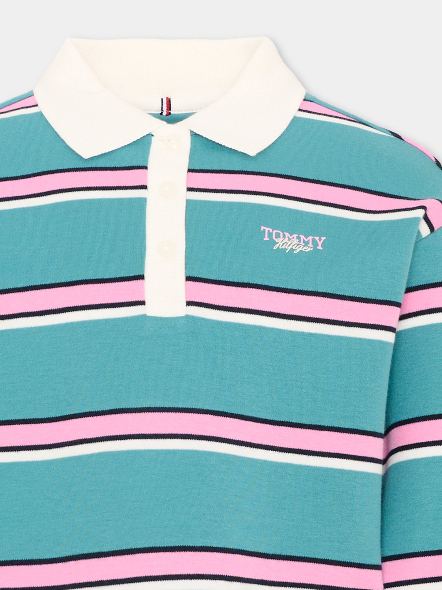 Polo multicolor per bambina a righe con logo,Tommy Hilfiger Junior,KG0KG09538 CT3