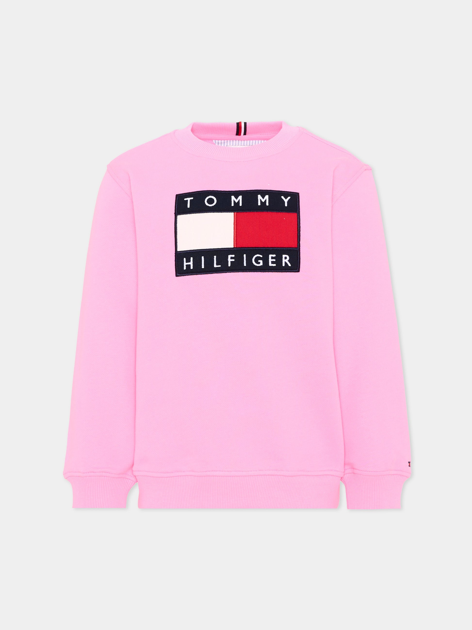 Felpa rosa per bambina con logo,Tommy Hilfiger Junior,KS0KS00709 TOU