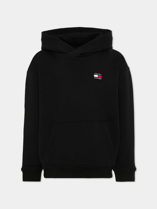 Felpa nera per bambini con logo,Tommy Hilfiger Junior,KS0KS00758 BDS