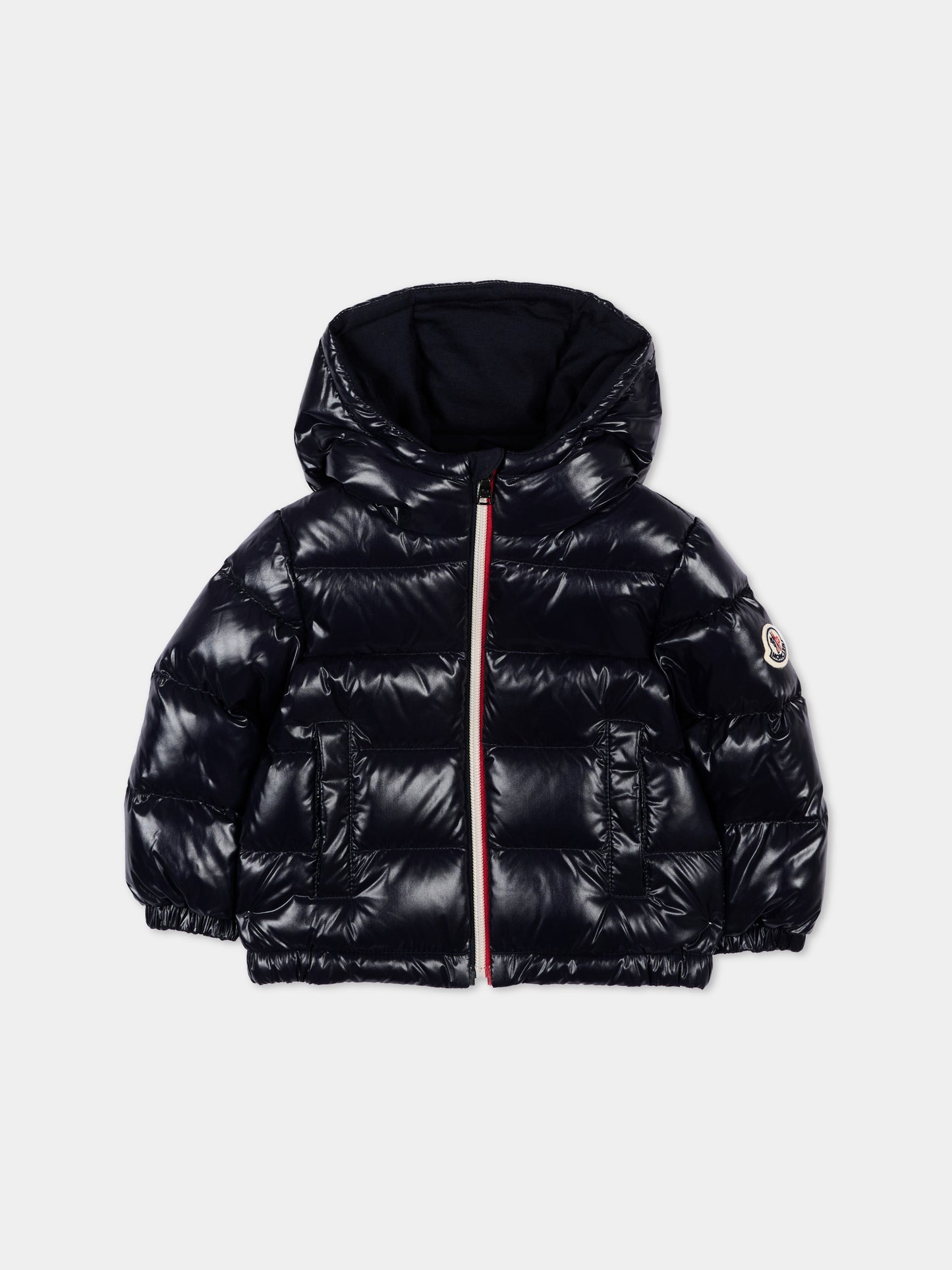 Piumino blu New Aubert per neonato con logo,Moncler Kids,L2951 1A00019 597Z8 742