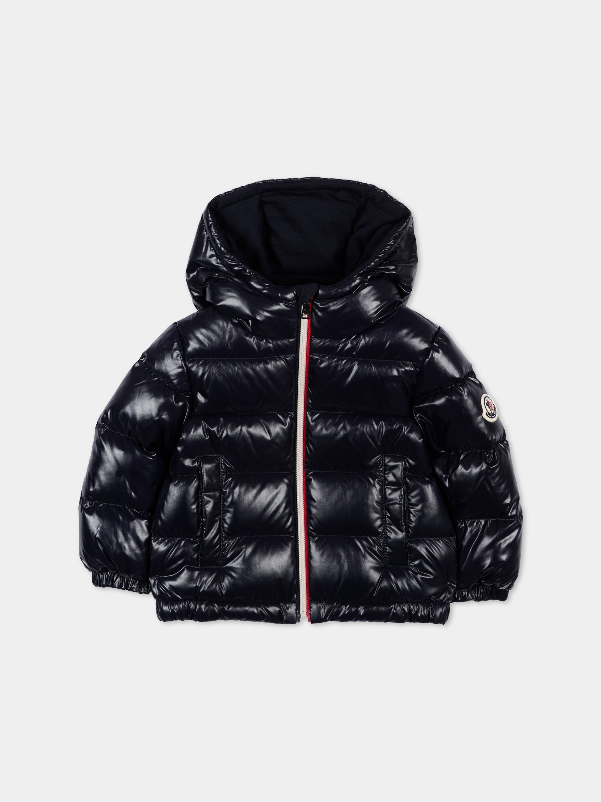 Piumino blu New Aubert per neonato con logo,Moncler Kids,L2951 1A00019 597Z8 742