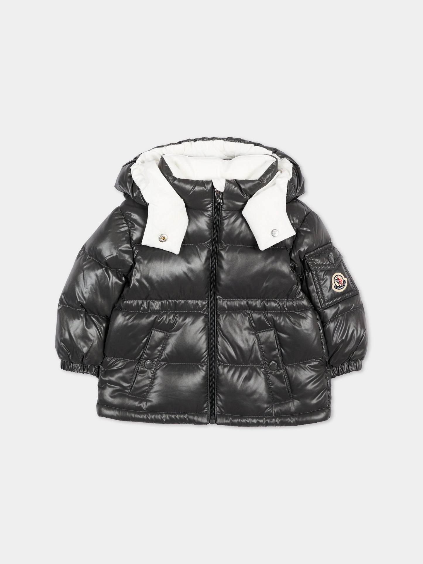 Piumino grigio Maire per neonata con logo,Moncler Kids,L2951 1A00021 597Z8 92A