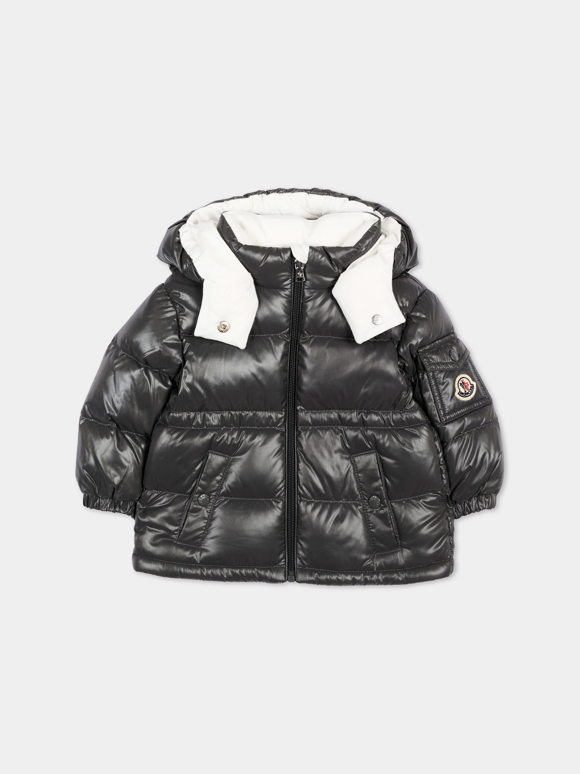 Piumino grigio Maire per neonata con logo,Moncler Kids,L2951 1A00021 597Z8 92A