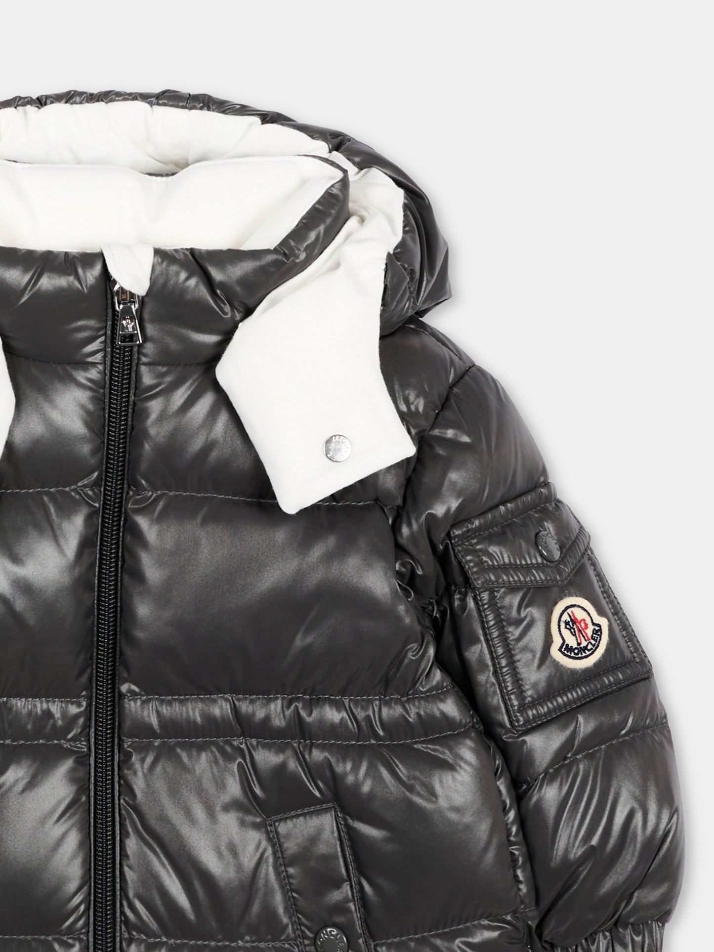 Piumino grigio Maire per neonata con logo,Moncler Kids,L2951 1A00021 597Z8 92A