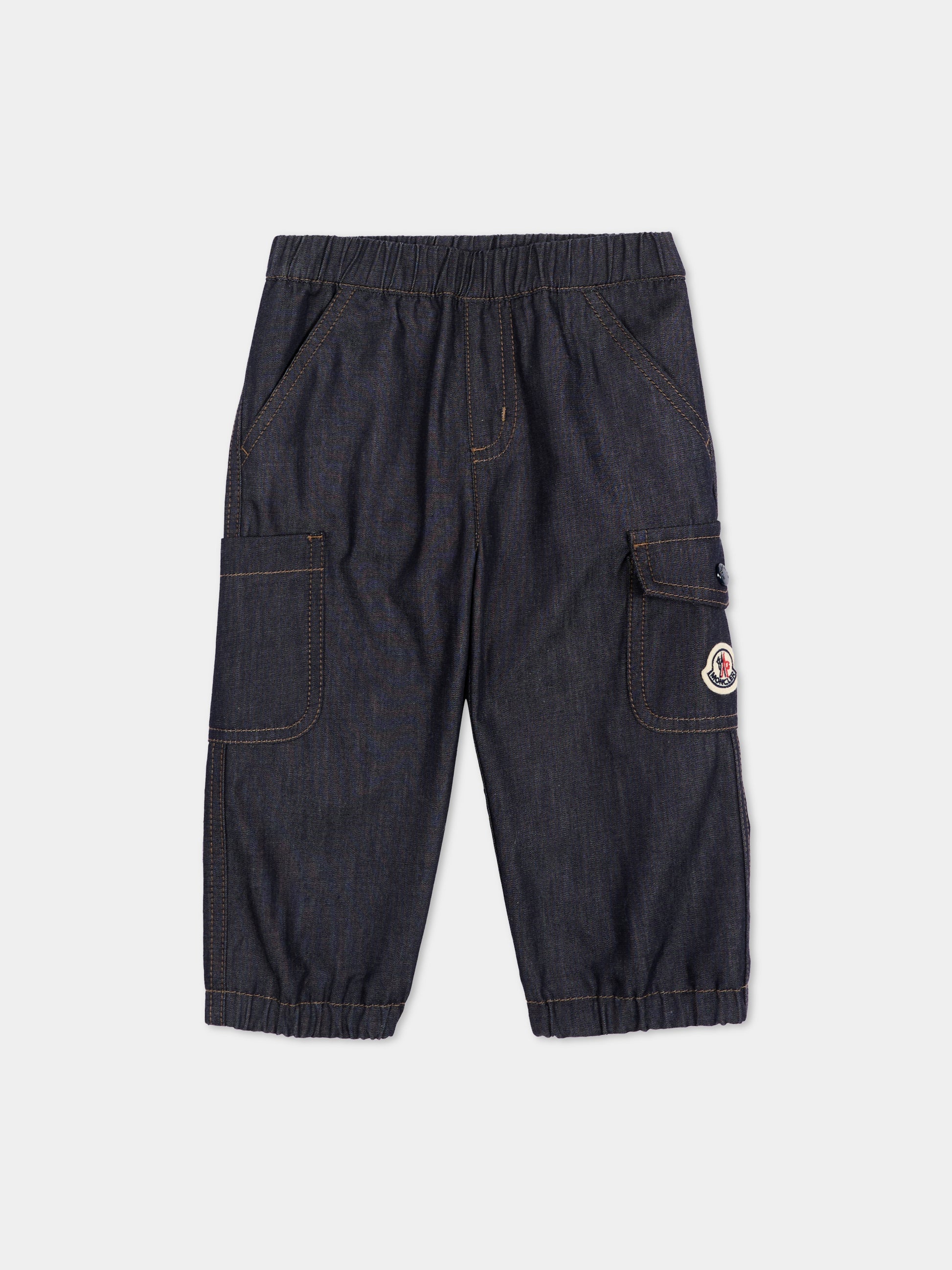 Jeans blu per neonato con logo,Moncler Kids,L2951 2A00002 599LQ 77A