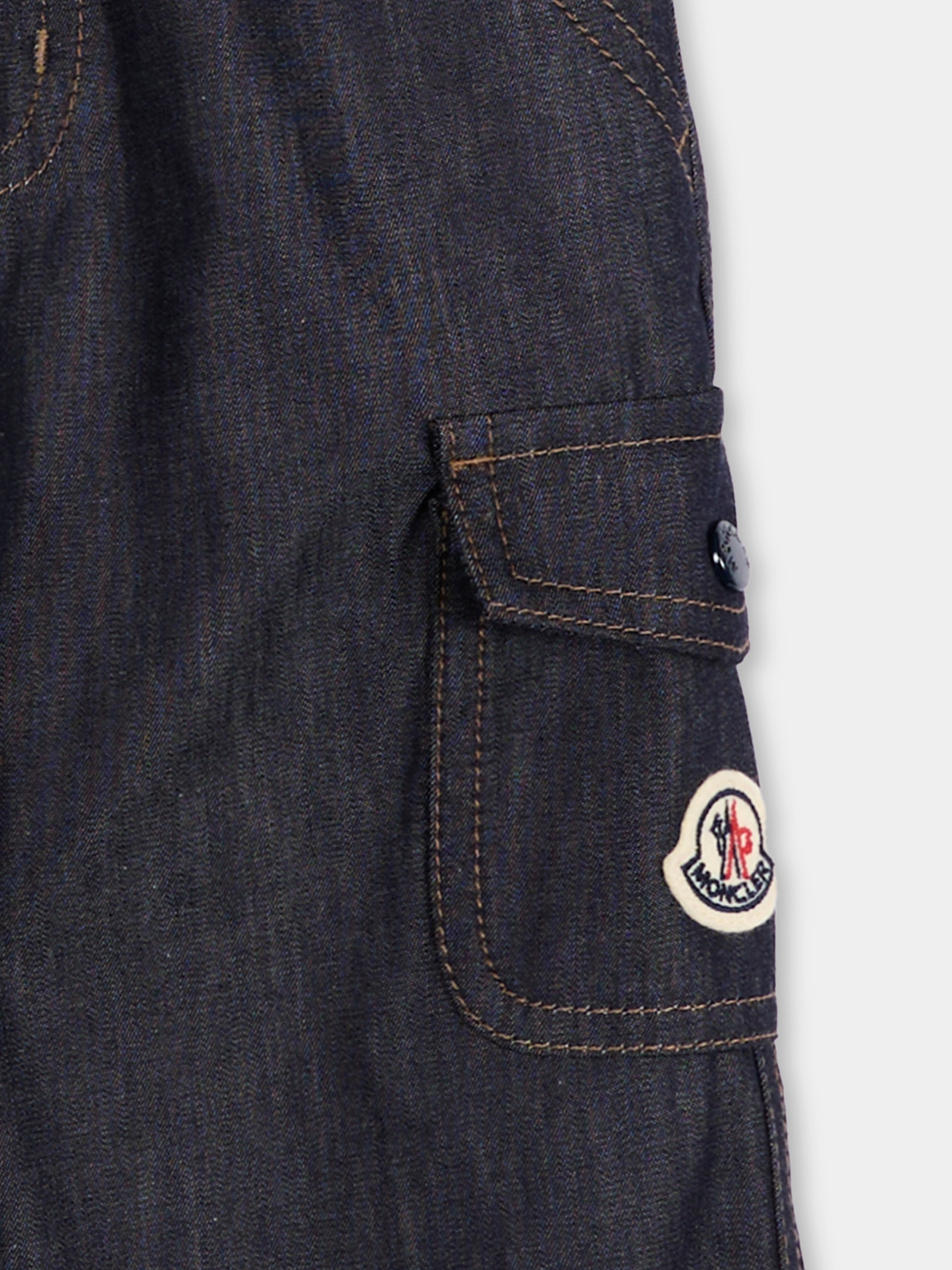 Jeans blu per neonato con logo,Moncler Kids,L2951 2A00002 599LQ 77A