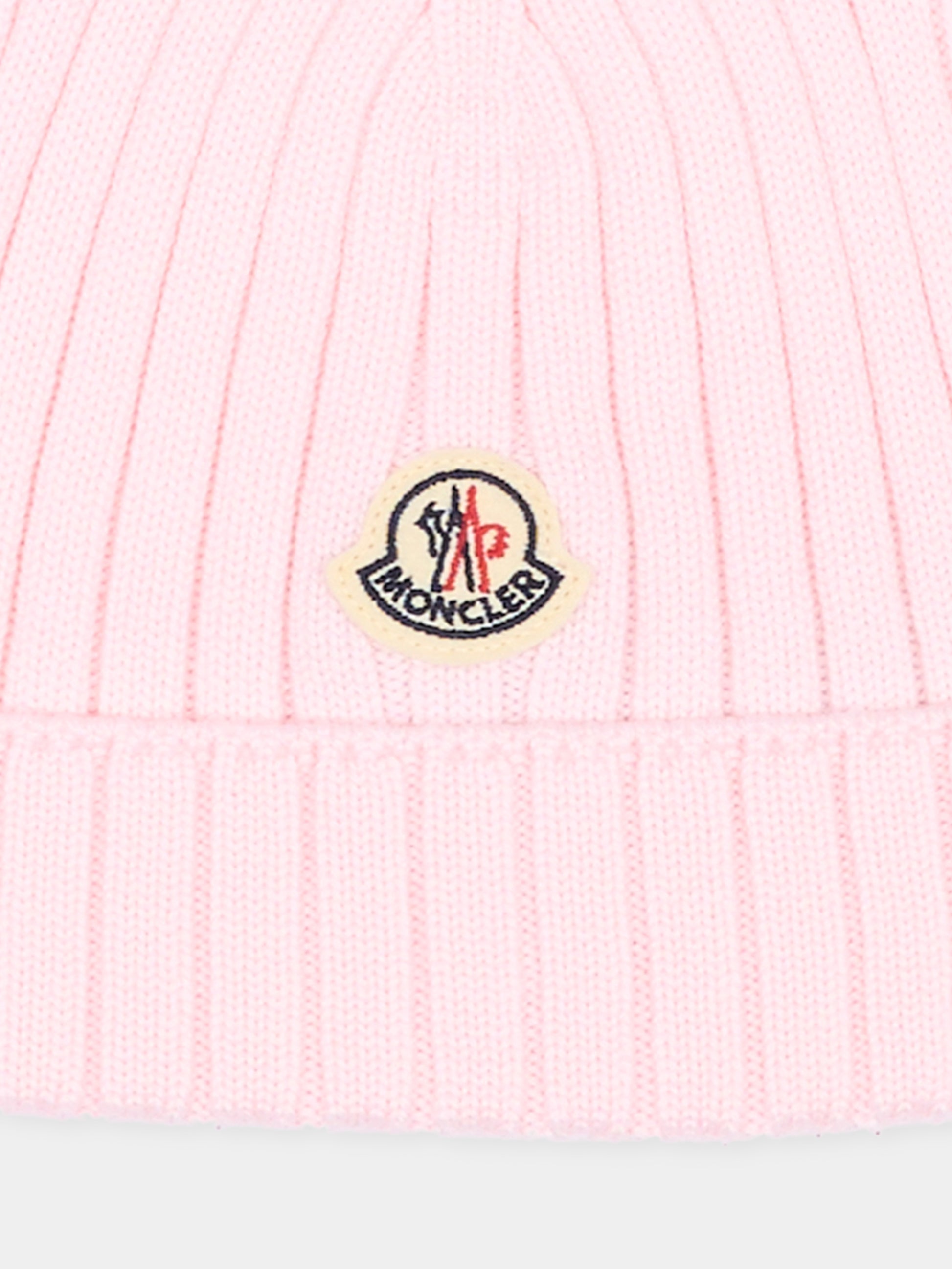 Berretto rosa per neonata con logo,Moncler Kids,L2951 3B00006 M1131 529