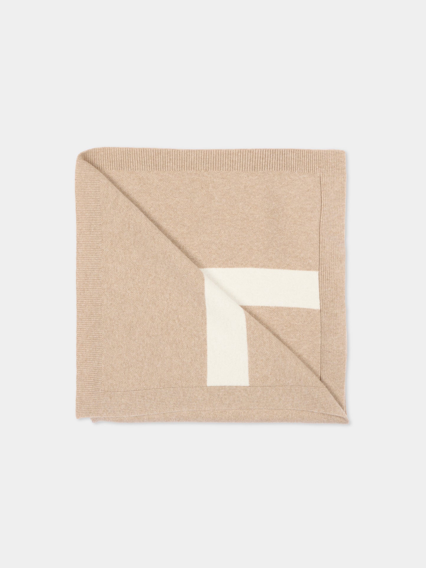 Coperta beige per neonati con logo,Moncler Kids,L2951 3G00005 M4281 21E
