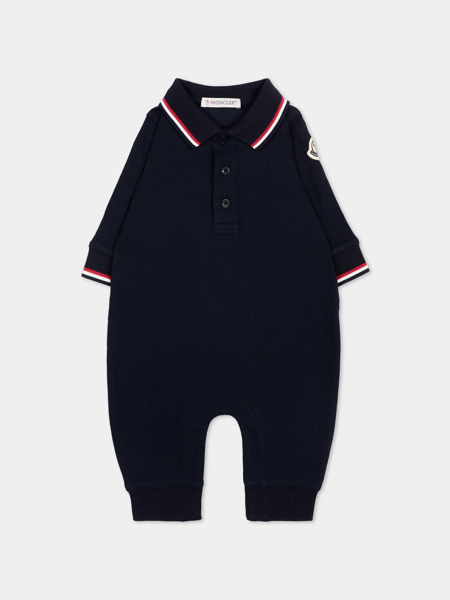 Tutina blu per neonato con logo,Moncler Kids,L2951 8L00006 8496F 778