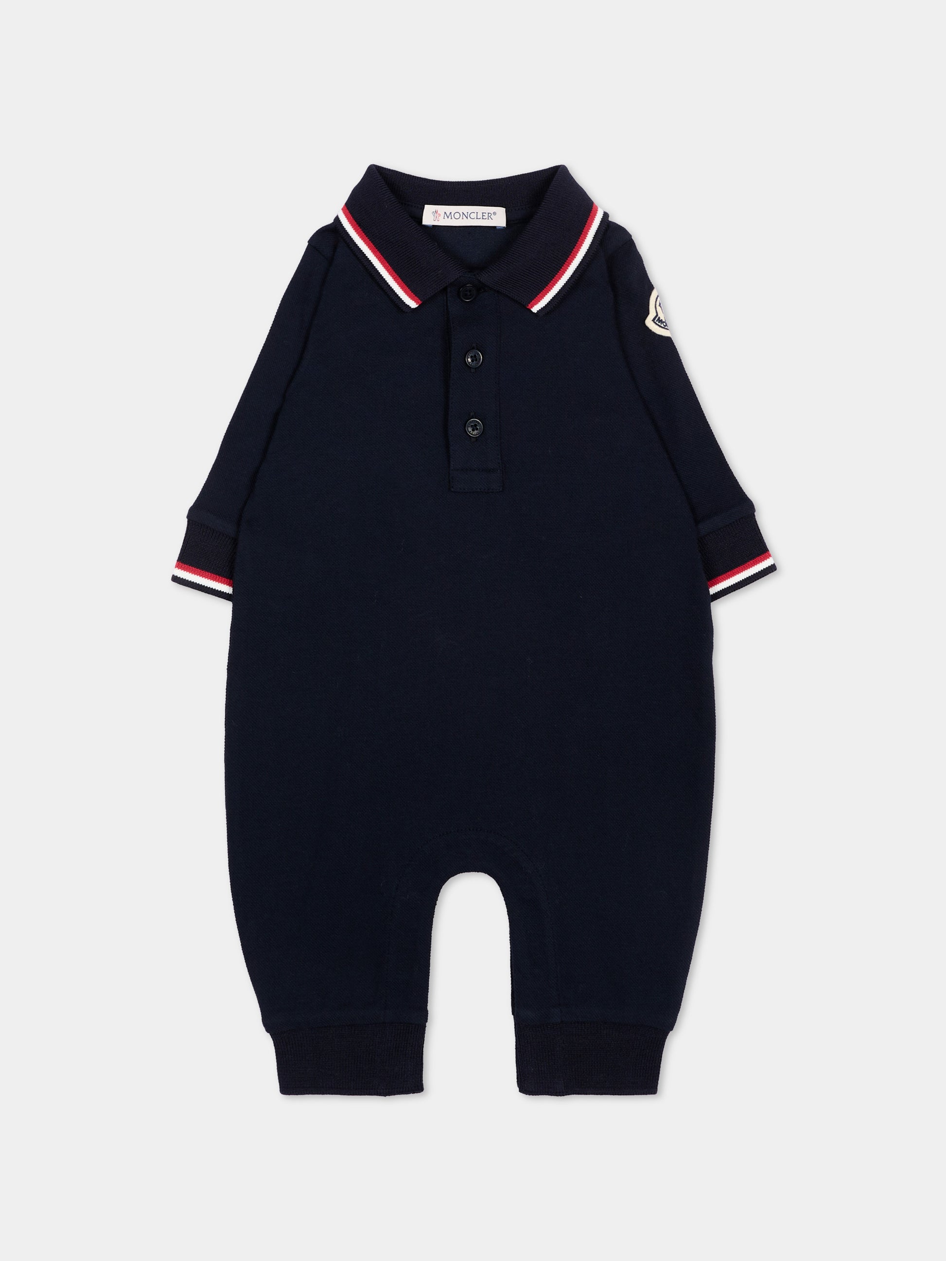 Tutina blu per neonato con logo,Moncler Kids,L2951 8L00006 8496F 778