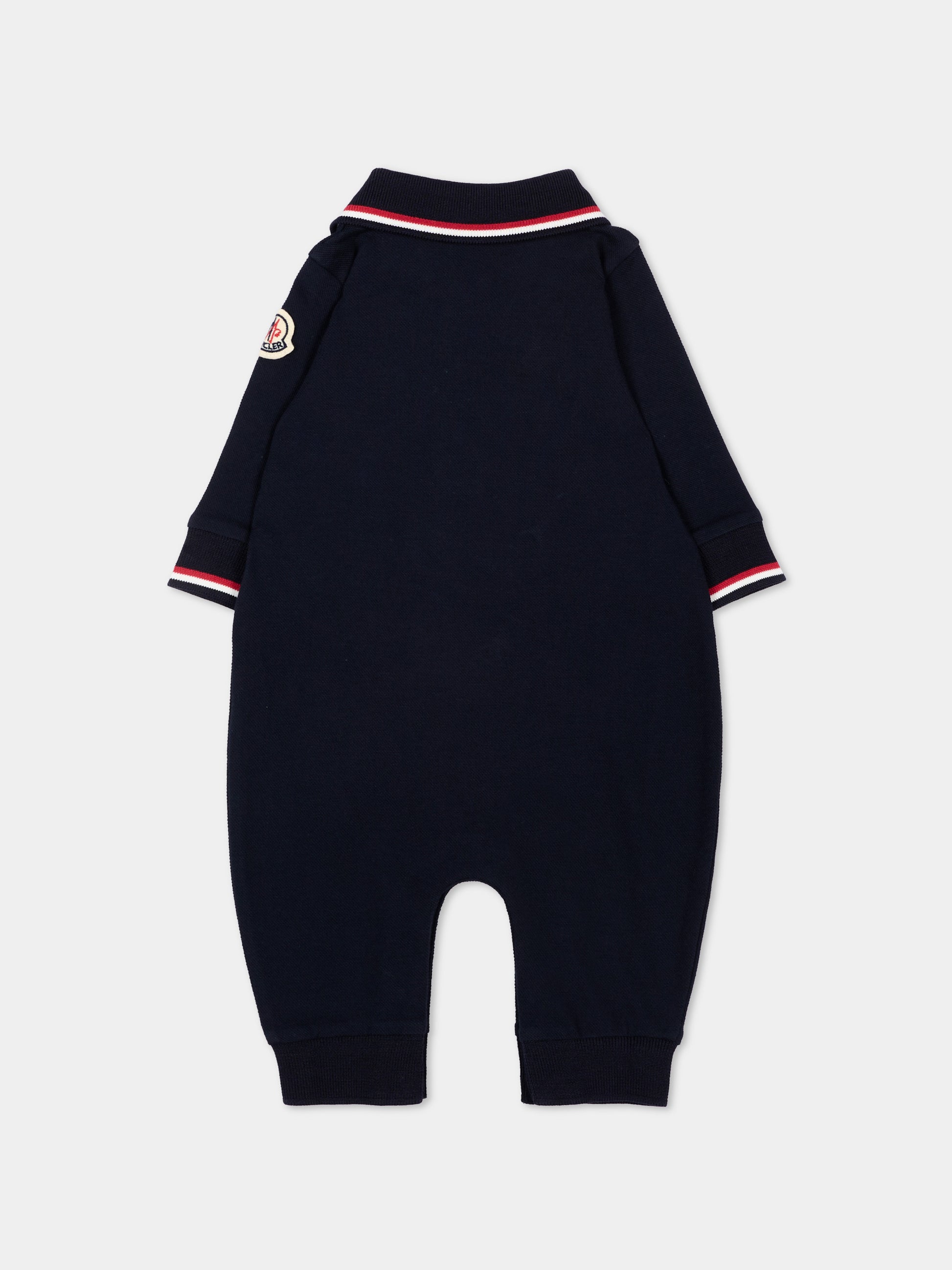 Tutina blu per neonato con logo,Moncler Kids,L2951 8L00006 8496F 778