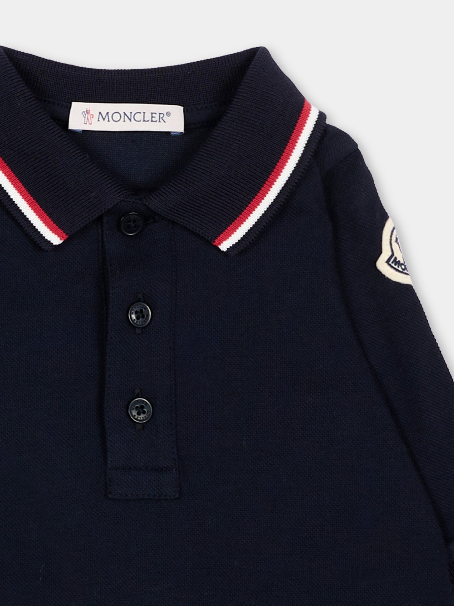 Tutina blu per neonato con logo,Moncler Kids,L2951 8L00006 8496F 778