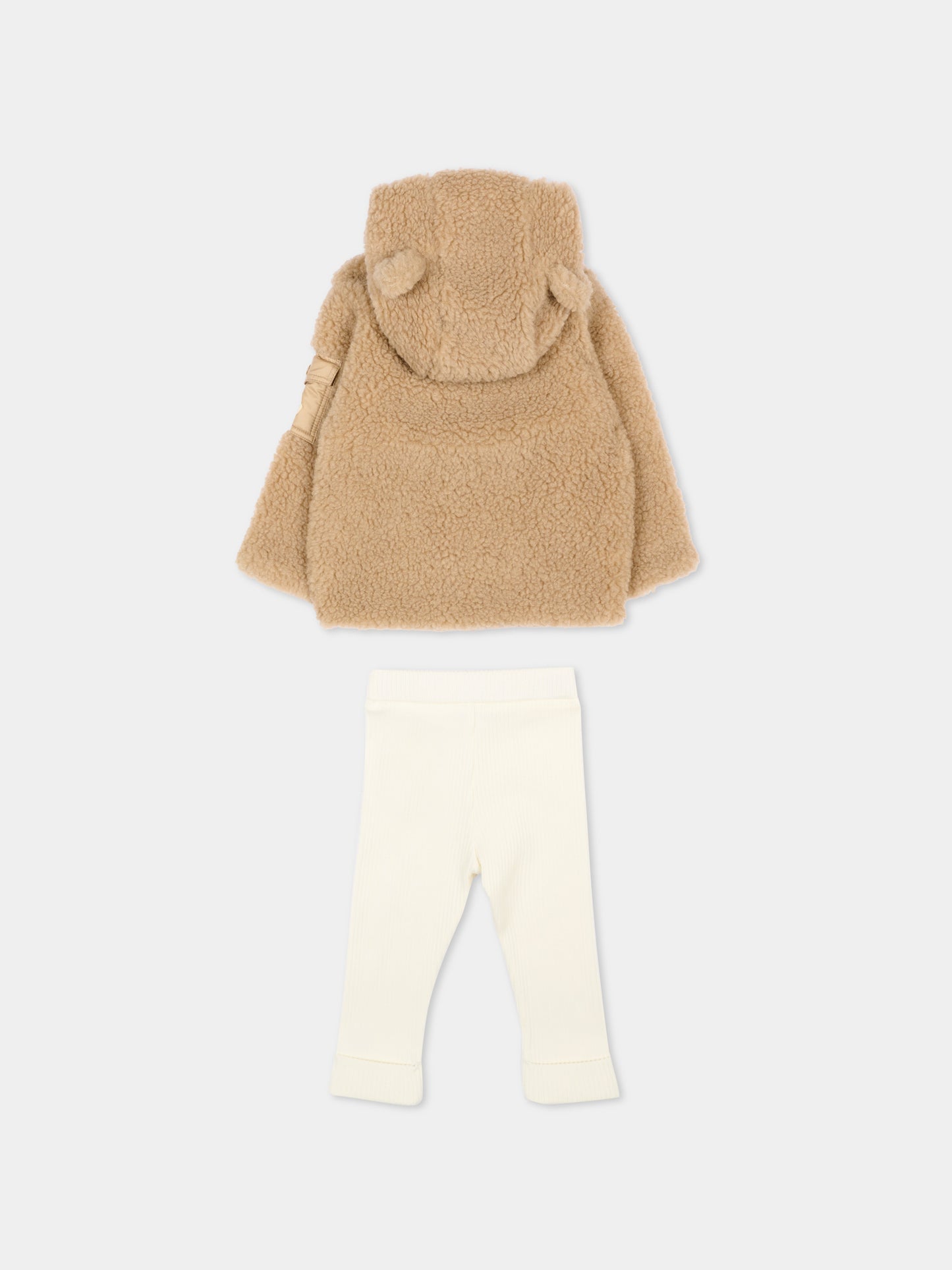 Completo sportivo beige per neonati con logo,Moncler Kids,L2951 8M00001 89A3X 239