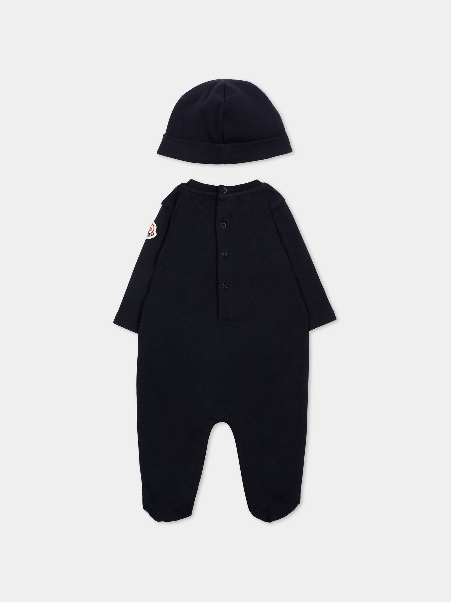 Set tutina blu per neonati con logo,Moncler Kids,L2951 8P00001 8392E 778