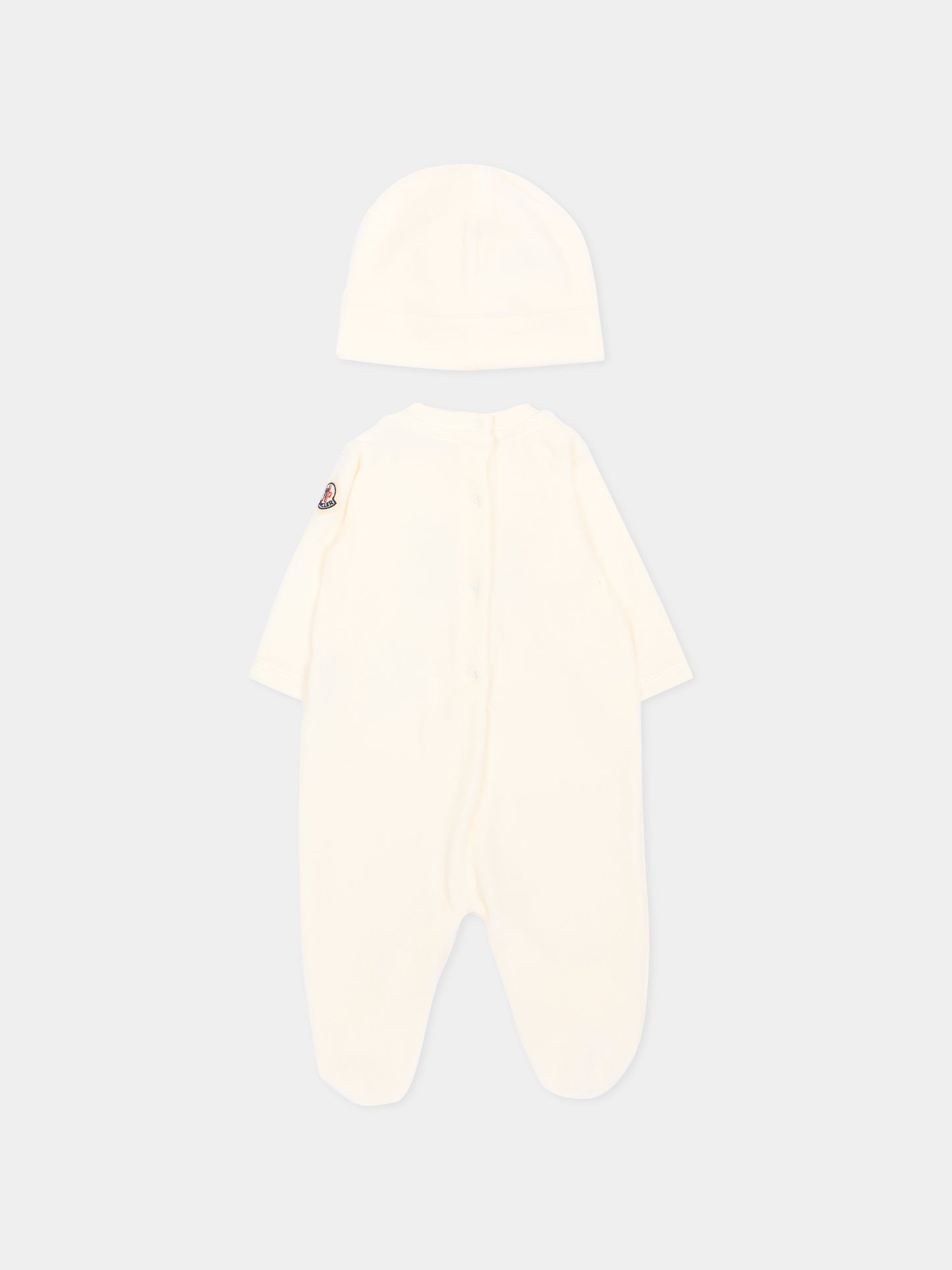 Set tutina avorio per neonati con logo,Moncler Kids,L2951 8P00003 89AQ4 F02
