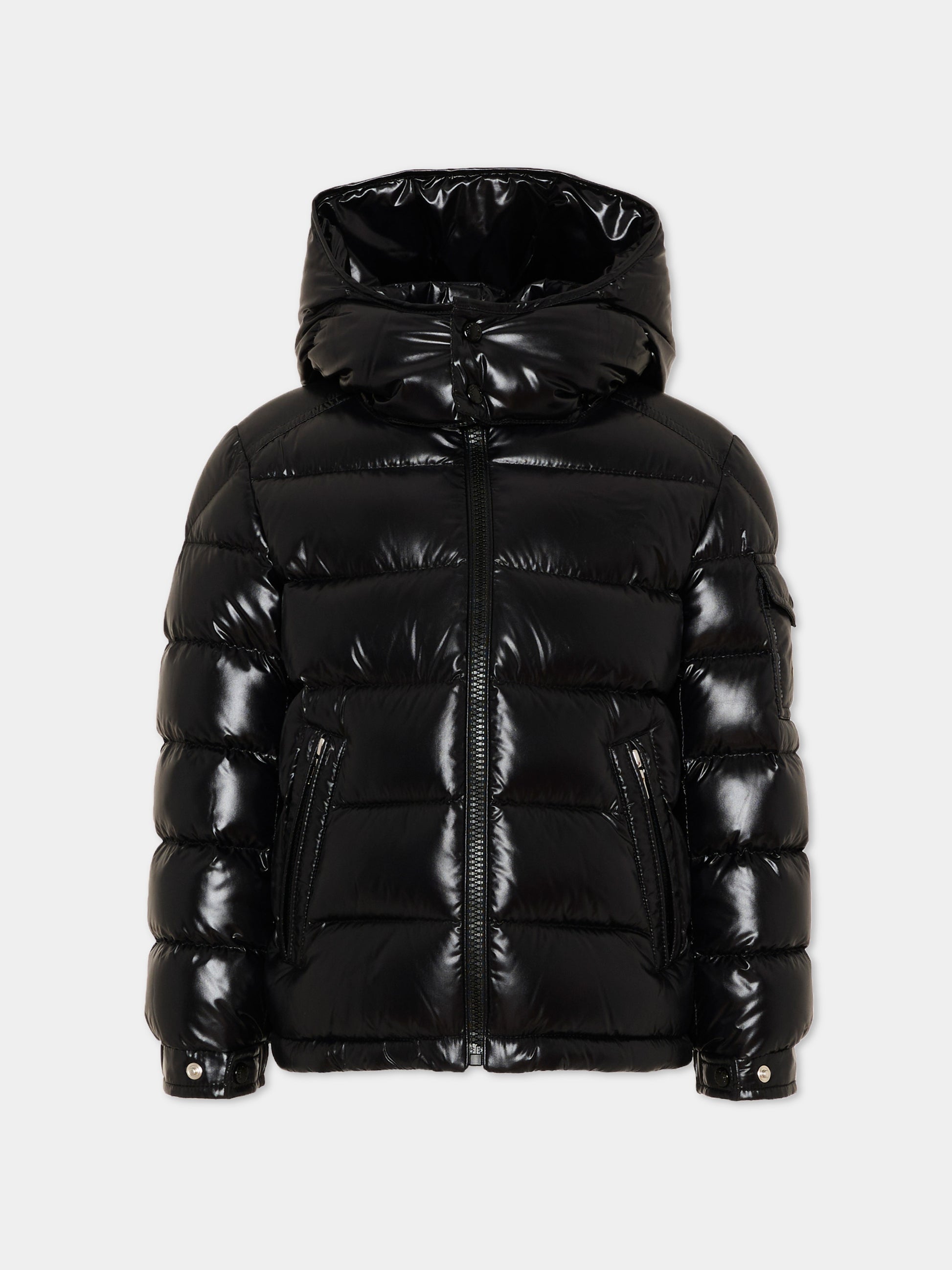 Piumino nero Maya per bambino con logo,Moncler Kids,L2954 1A12520 68950 999