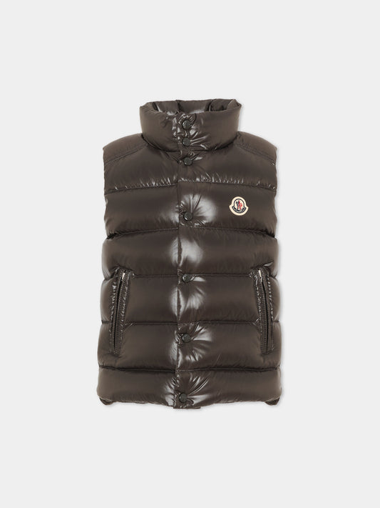 Gilet grigio Tib per bambino con logo,Moncler Kids,L2954 1A12620 68950 918
