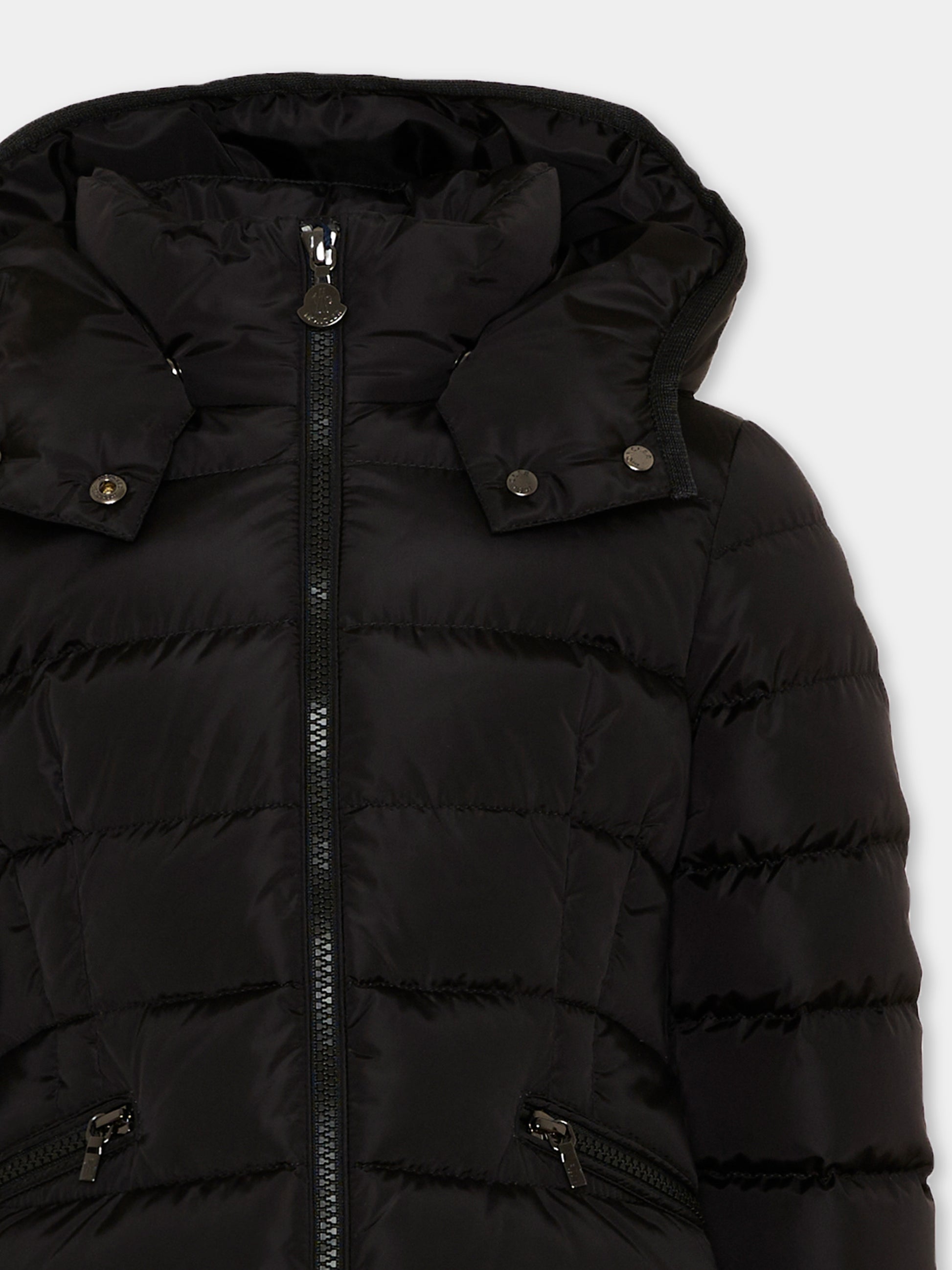 Piumino nero Charpal per bambina con logo,Moncler Kids,L2954 1C50210 54155 999