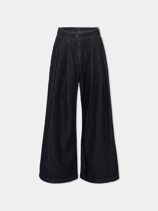 Pantaloni blu in denim per bambina con logo,Moncler Kids,L2954 2A00001 598DA 77A