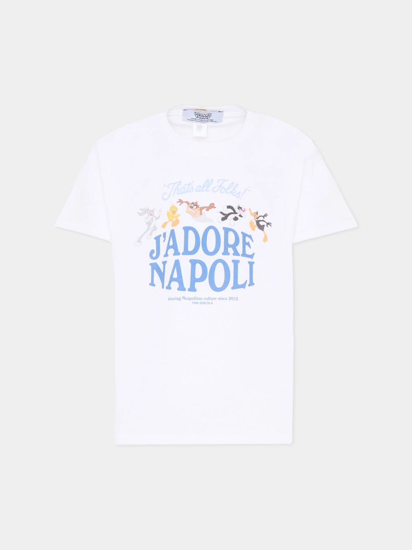 T-shirt bianca per bambini con Looney Tunes,J'adore Napoli,J'ADORE NAPOLI LOONEY TUNES T-SHIRT KIDS WHITE