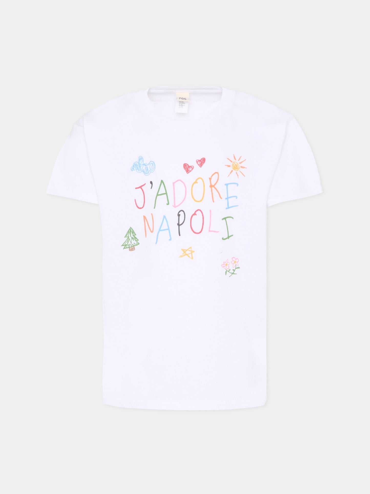 T-shirt bianca per bambini con disegni,J'adore Napoli,J'ADORE NAPOLI SKETCH REGULAR TEE KIDS WHITE