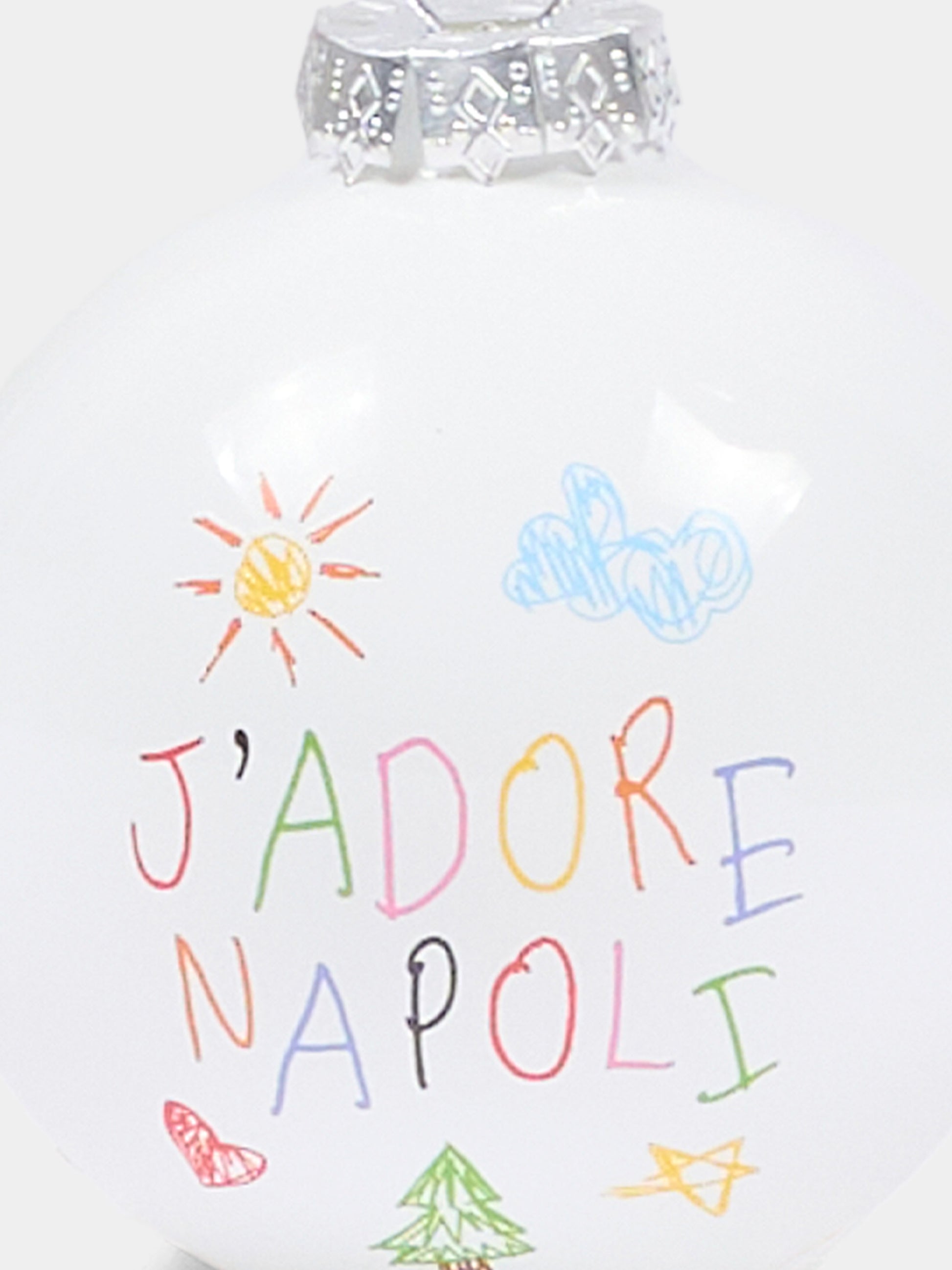 Pallina di natale bianca con disegni,J'adore Napoli,J'ADORE NAPOLI SKETCH CHRISTMAS BALL WHITE
