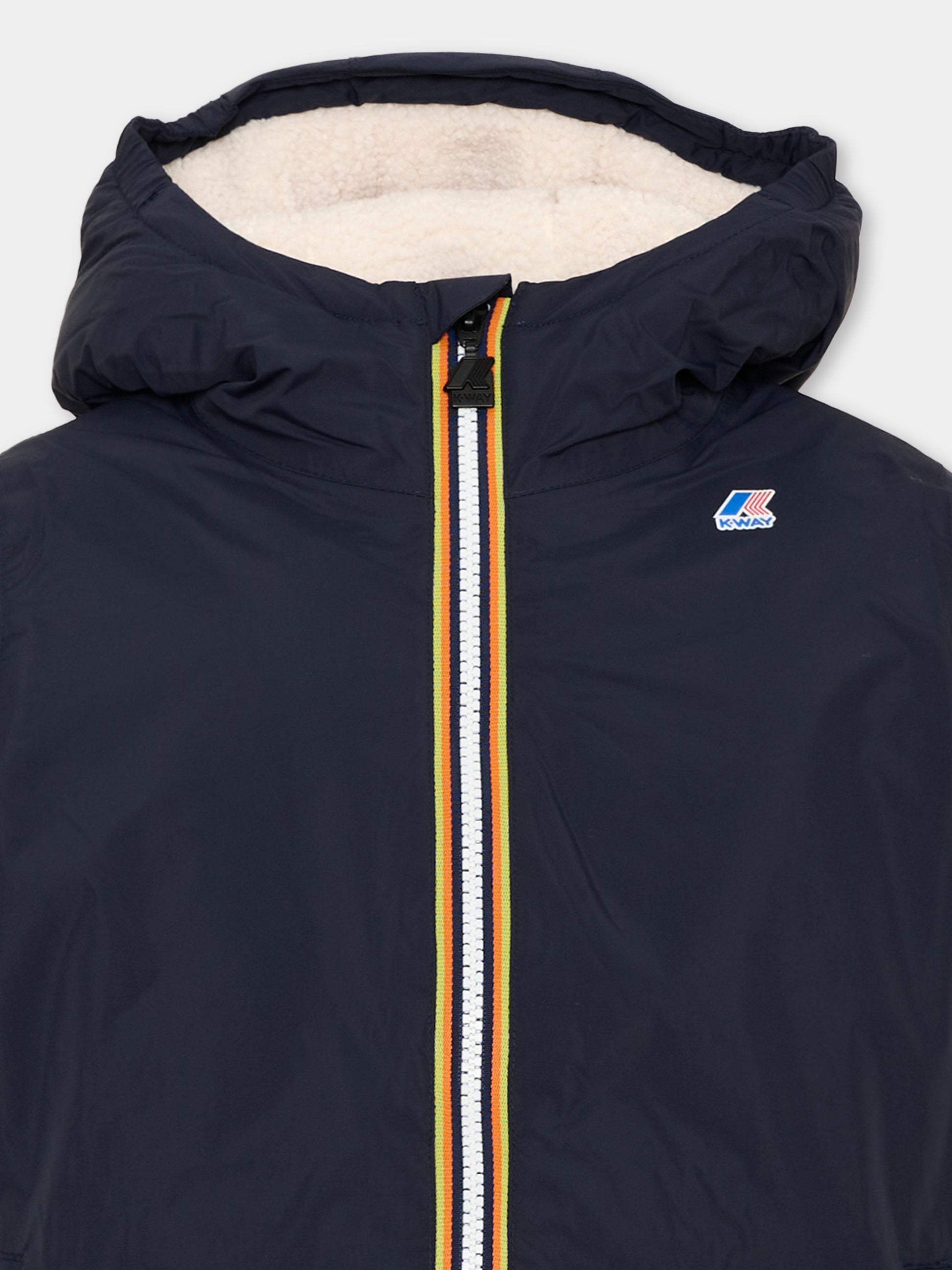 Piumino blu Eiffel Orsetto per bambini con logo,K-way,K7142UW K89