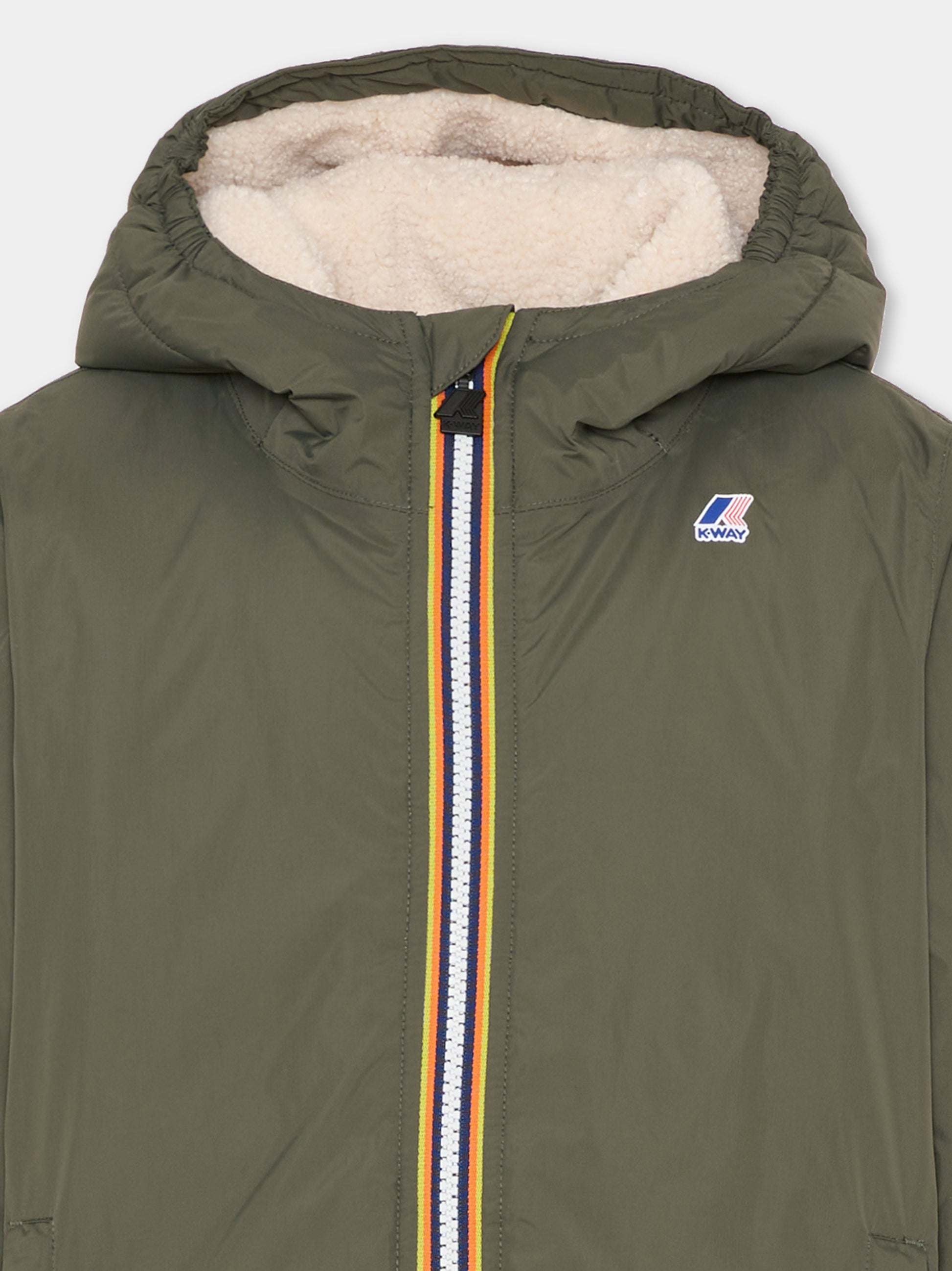 Giubbotto verde Claudine Orsetto per bambini con logo,K-way,K7142TW WMR