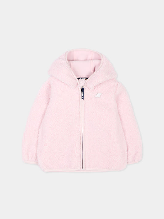 Ecopelliccia rosa Janne Polar per neonata con logo,K-way,K41478W W4U