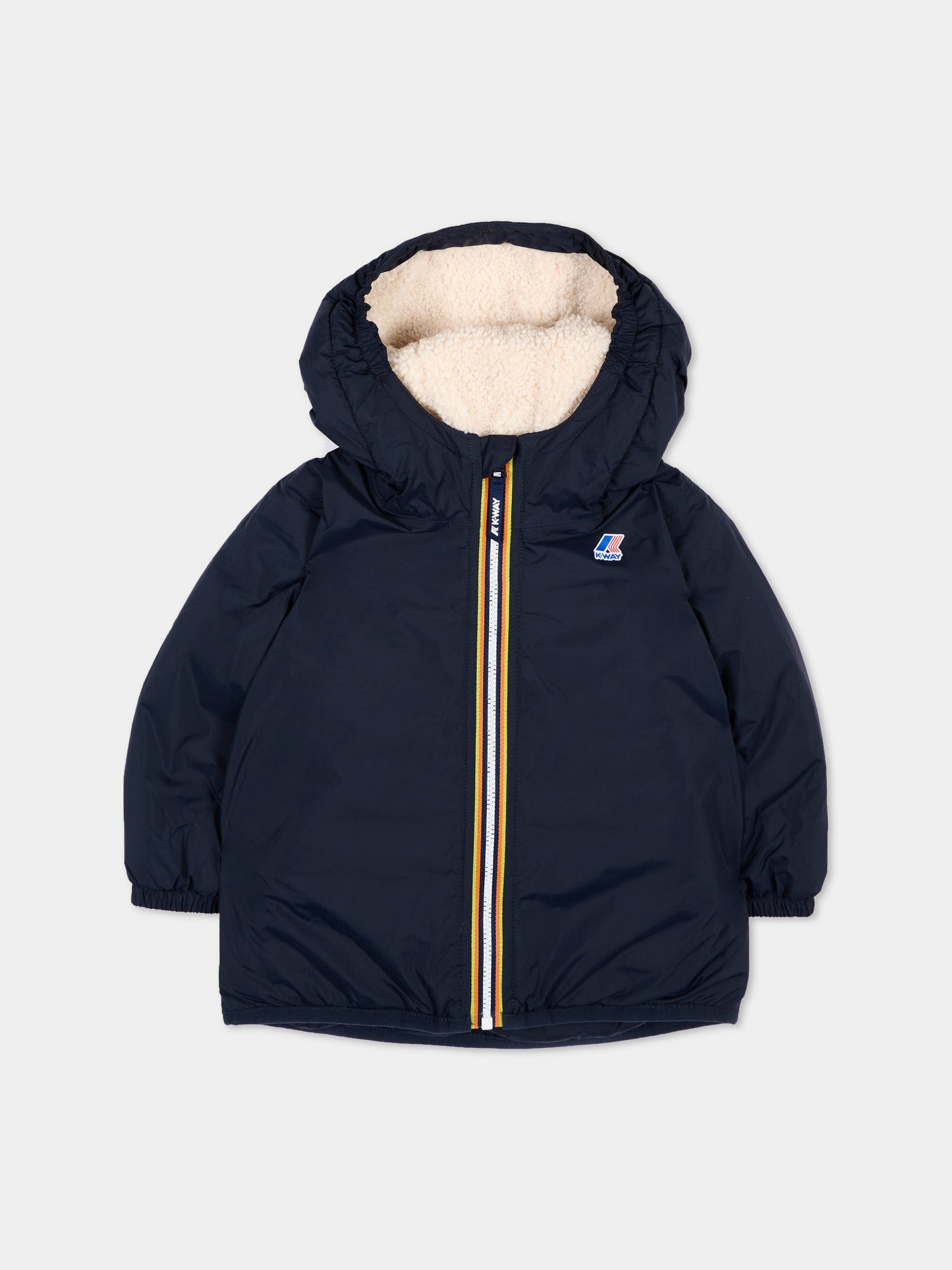 Piumino blu Claudine Orsetto per neonati con logo,K-way,K7142RW K89