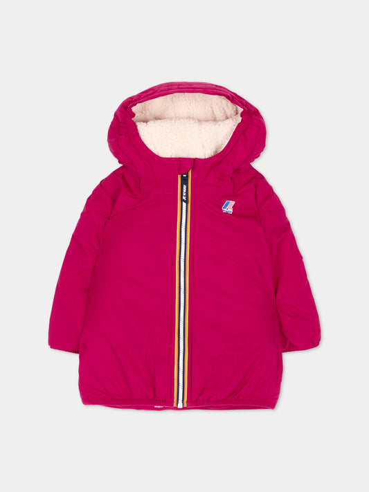 Piumino fucsia Le Vrai 4.0 Claudine Orsetto per neonati con logo,K-way,K7142RW X6R